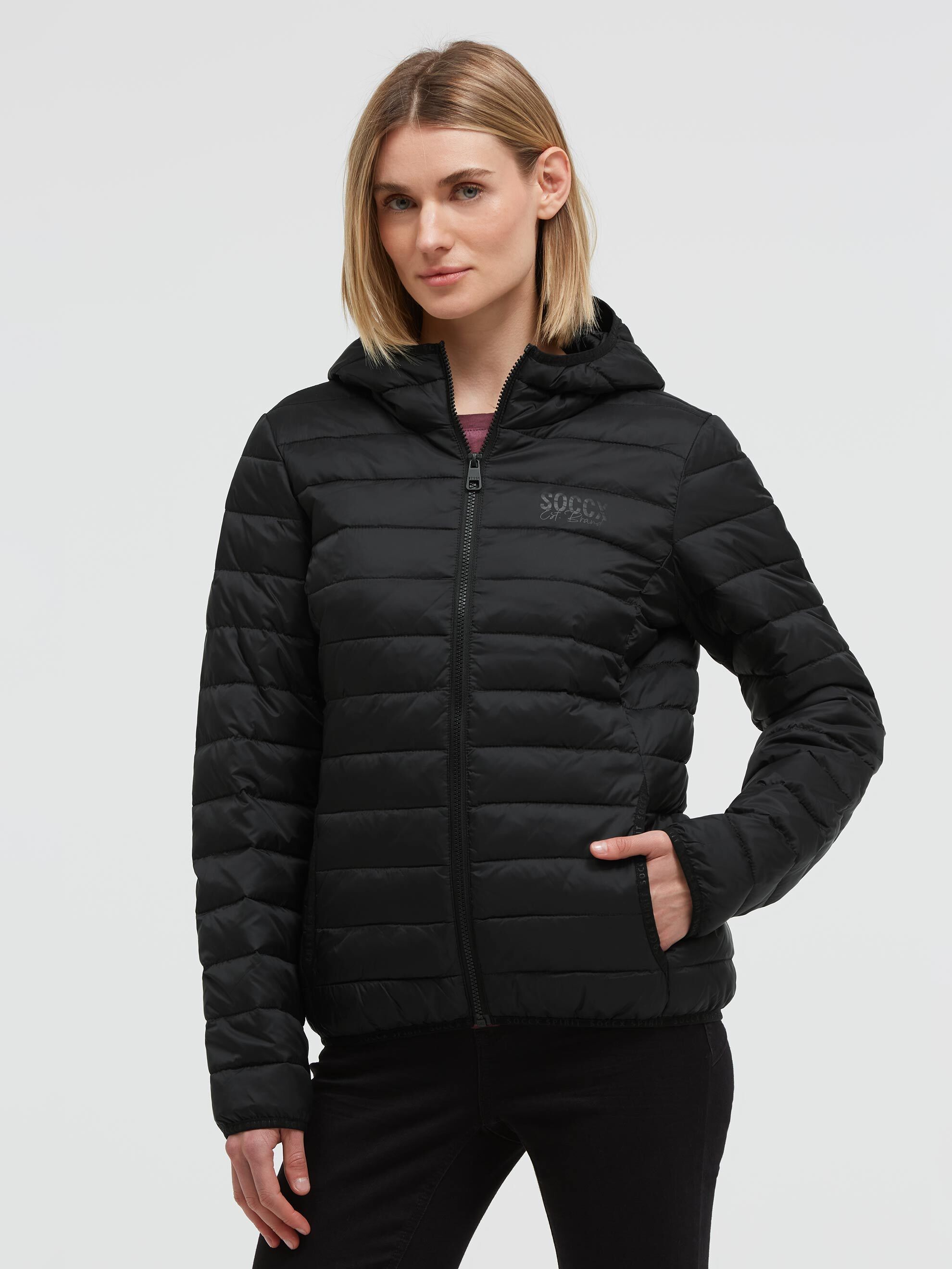 SOCCX Outdoorjacke mit Kapuze mit elastischem Saumabschluss