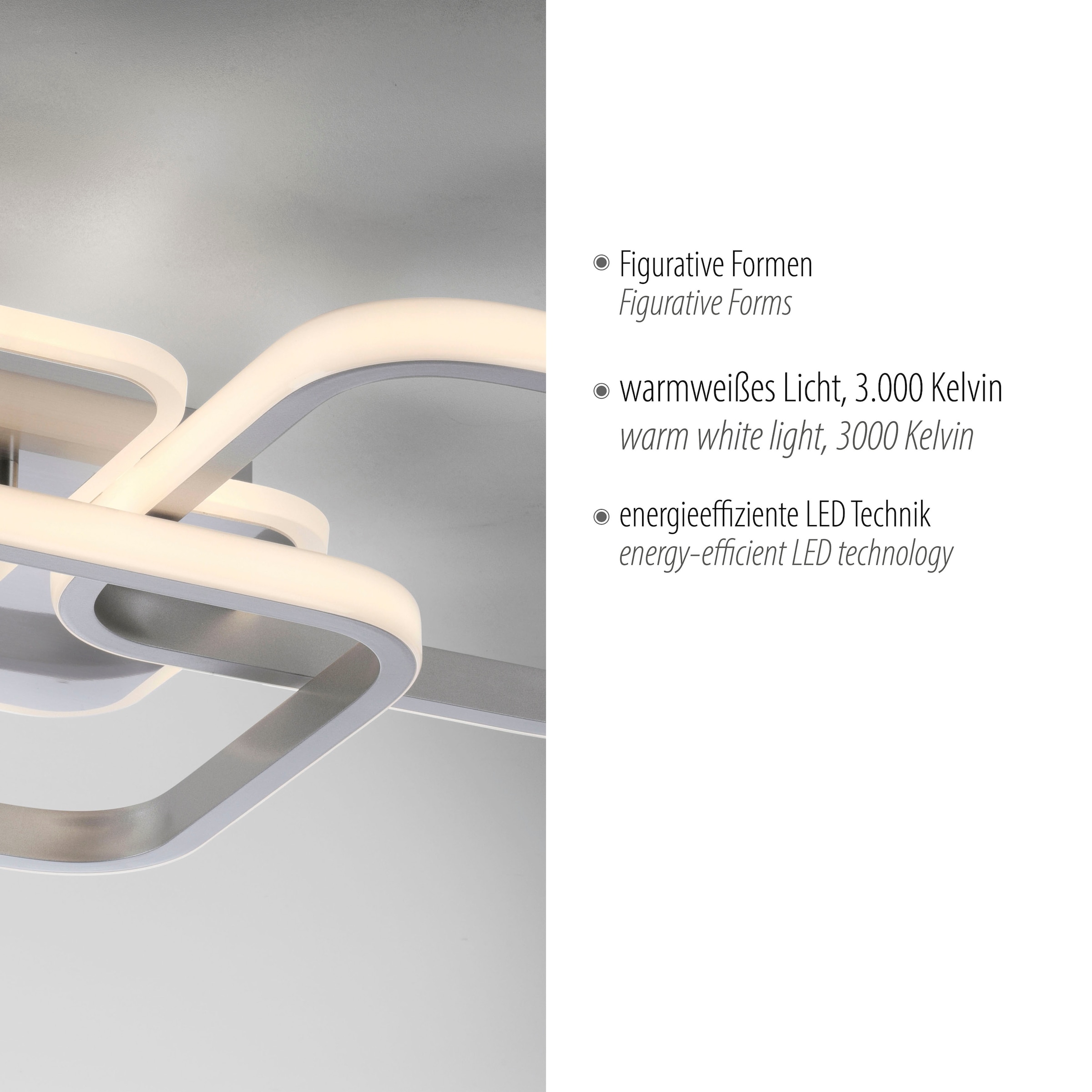 JUST LIGHT Deckenleuchte »SEVENT«, 1 flammig, Leuchtmittel LED-Board | LED fest integriert, LED