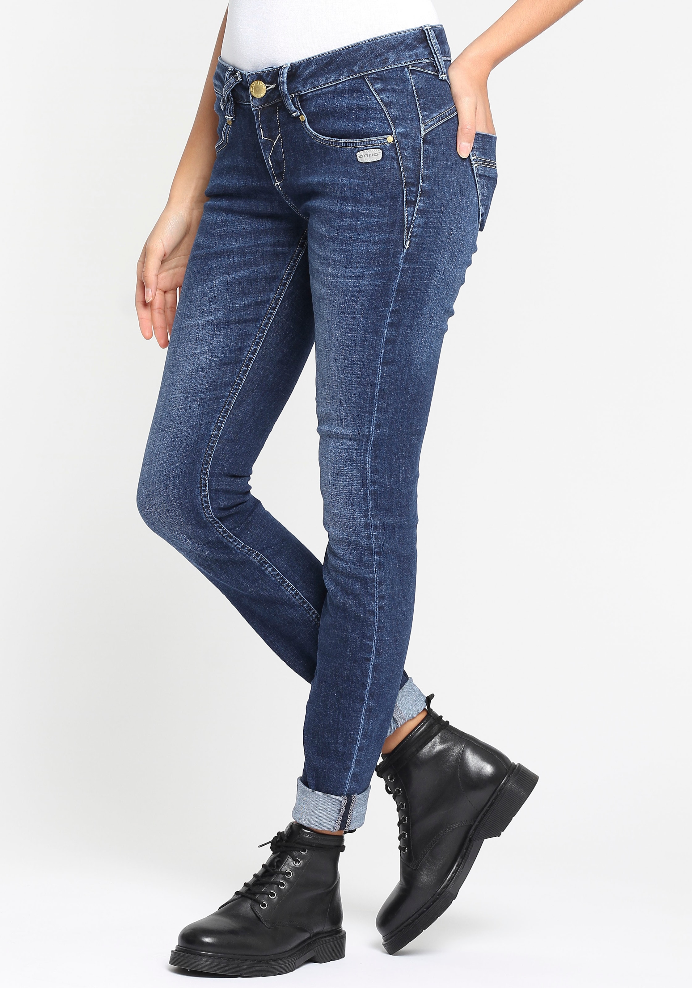 GANG Skinny-fit-Jeans »94NELE«, mit Rundpasse und seitlichen  Dreieckseinsätzen f. e. tolle Silhouette für kaufen | BAUR