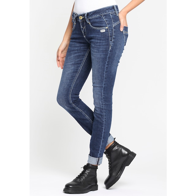 e. f. | Rundpasse BAUR GANG tolle Skinny-fit-Jeans Silhouette mit und kaufen »94NELE«, für seitlichen Dreieckseinsätzen