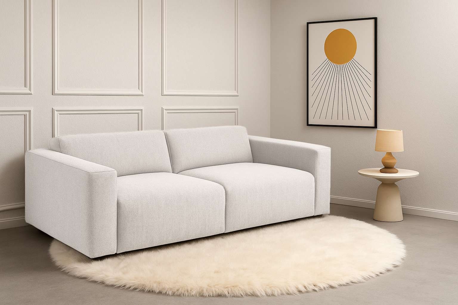 Home affaire 3-Sitzer "Noord mit Kedernaht, Breite 232 cm" Cord, Struktur, Webstoff, mit Wellenunterfederung, Massivholzrahmen