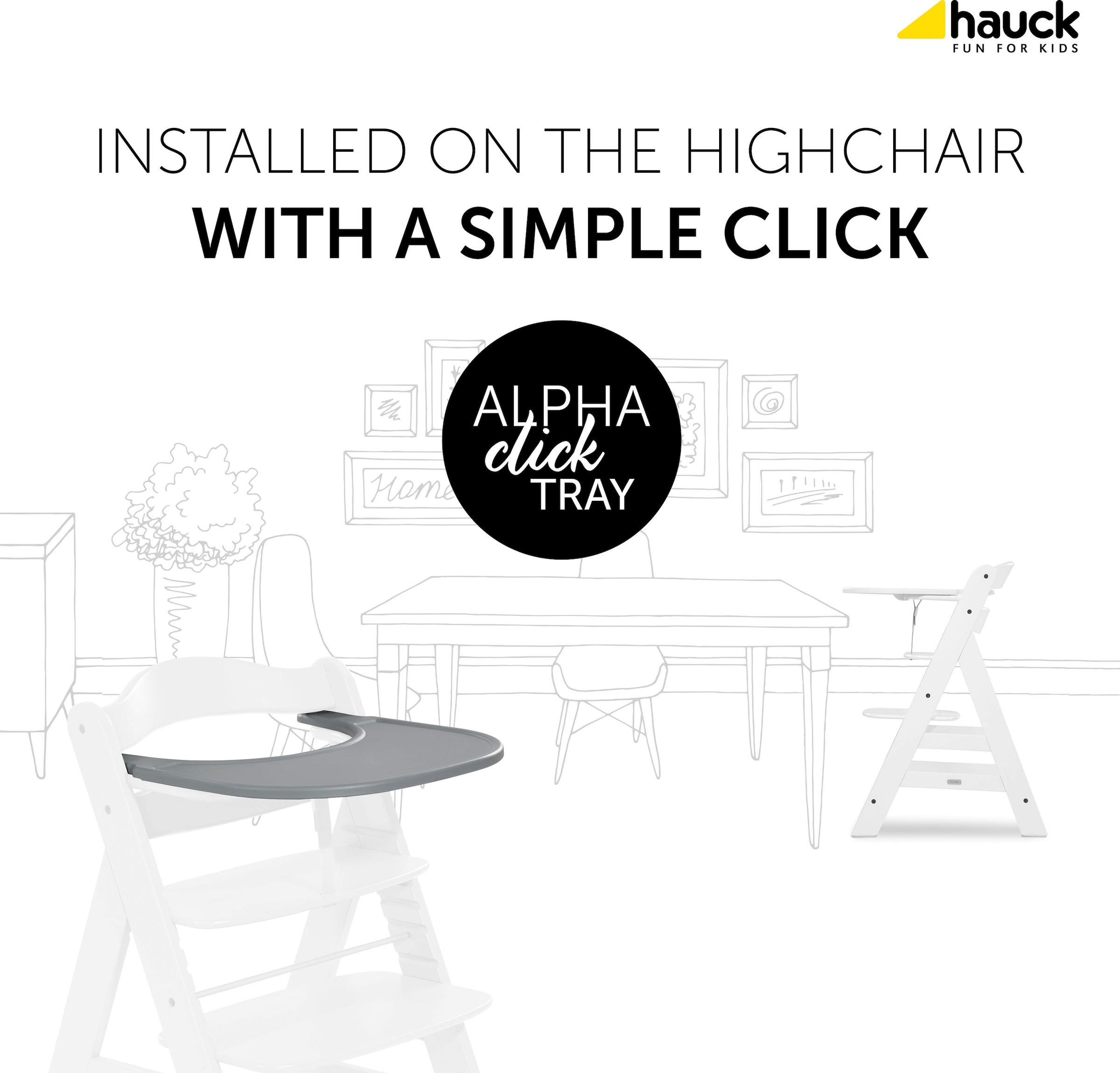 Hauck Hochstuhltablett »Alpha Click Tray, grau«, Hauck Hochstuhl Alpha+