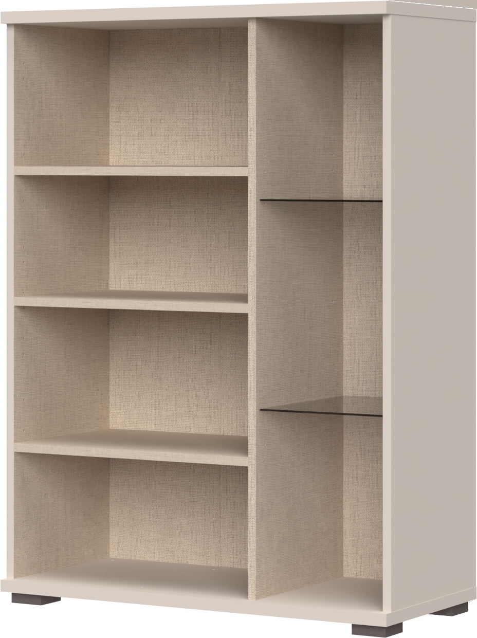 PLACES OF STYLE Highboard »Opera Sideboard, Kommode, Glastür mit Aluminiumrahmen« UV lackiert, Soft Close Funktion, Höhenverstellbare Füße