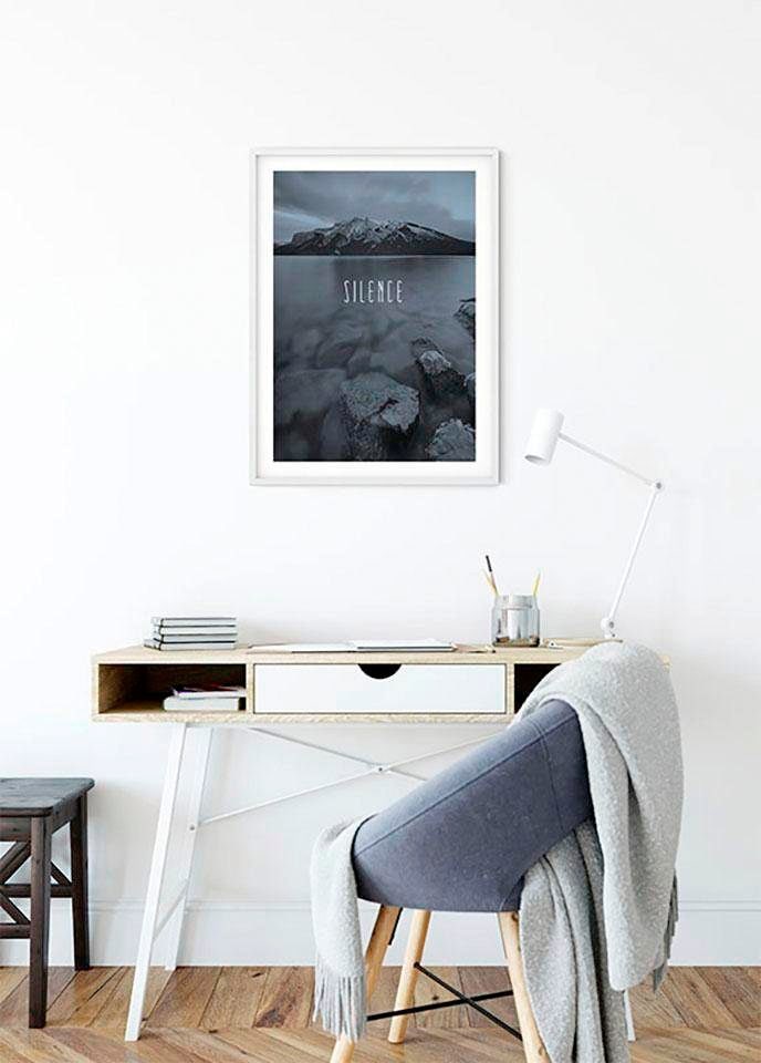 Komar Bild »Word Lake Silence Steel«, Natur, (1 St.), Wandbild zur Dekoration - ohne Rahmen