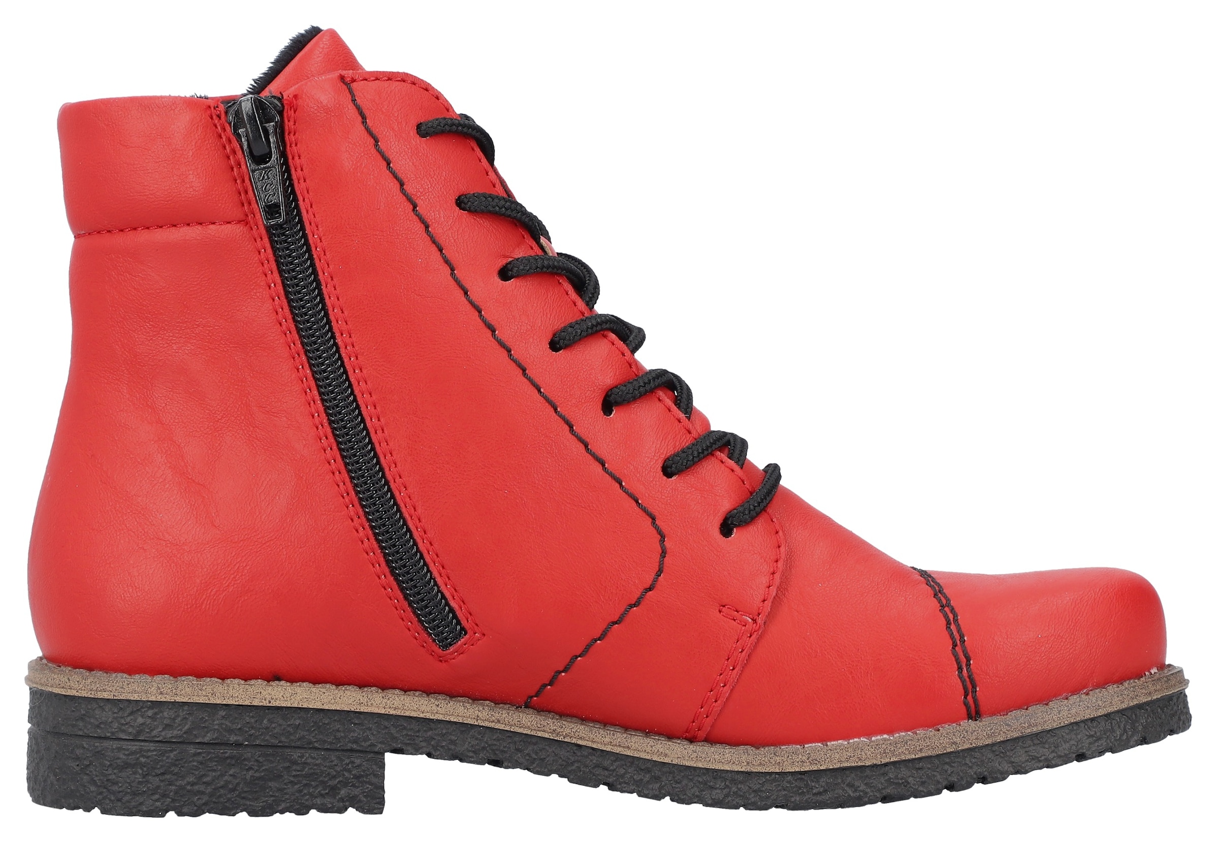 Rieker Schnürstiefelette, Schnürboots, Reißverschluss-Stiefelette, Blockabsatz, Rosenmuster