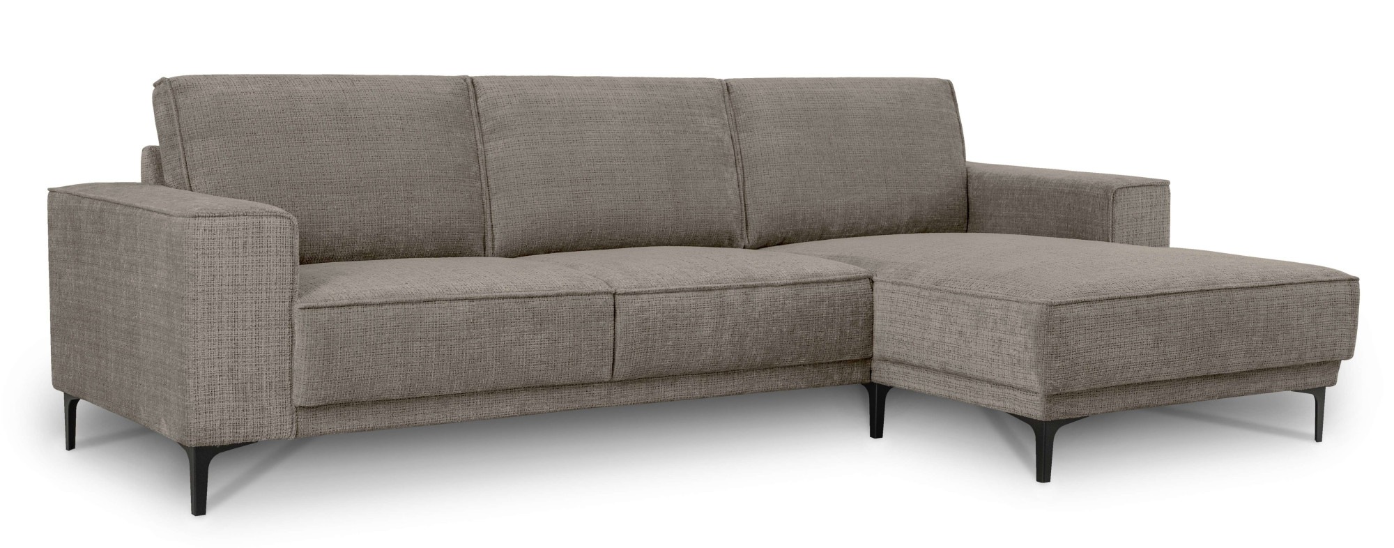 Places of Style Ecksofa »Polsterecke Oland, Struktur, Flachgewebe, Luxus-Microfaser, Boucle«, L-Form, 280 cm, Wellenunterfederung, Skandi-Design, Metallfüße