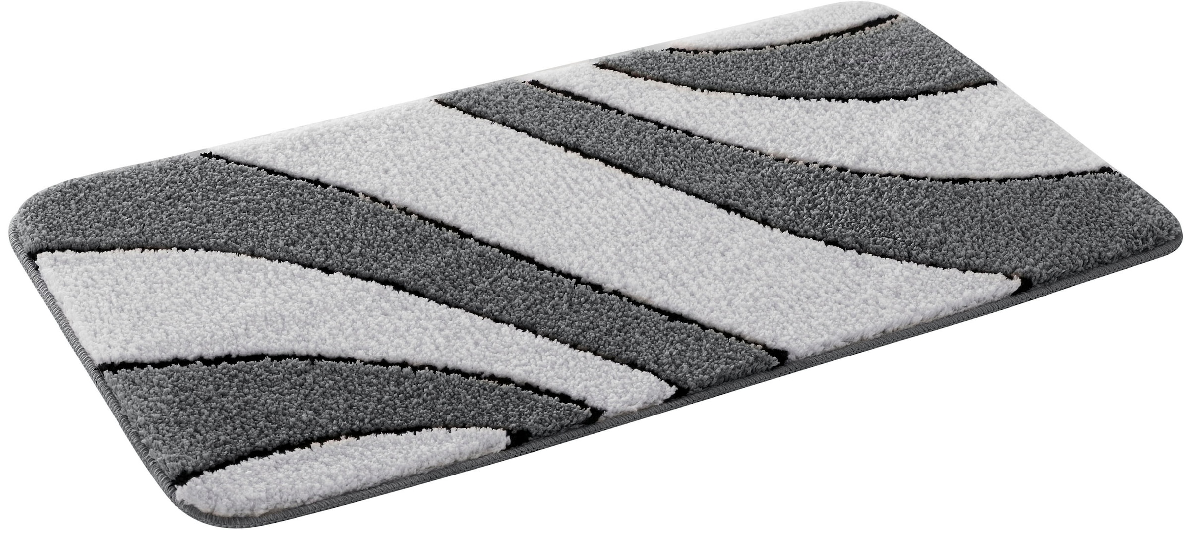 my home Badematte »Anna, Badvorleger, Badezimmer Teppich«, rutschhemmend beschichtet, fußbodenheizungsgeeignet-schnell trocknend, Badteppich, Hoch Tief Effekt, Modern, Weich, Wellen