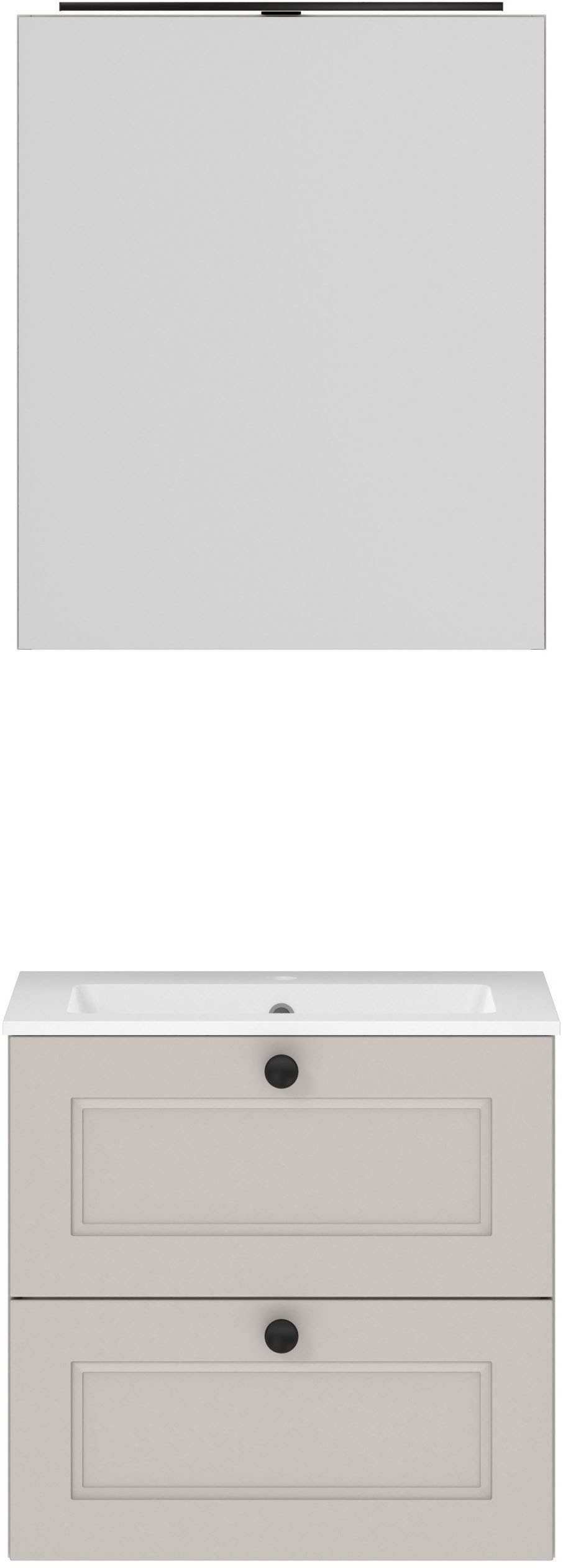 nobilia "Cascada" Set, mit Waschbecken, inkl. Spiegelschrank mit Beleuchtung, 2 Stk. tlg.
