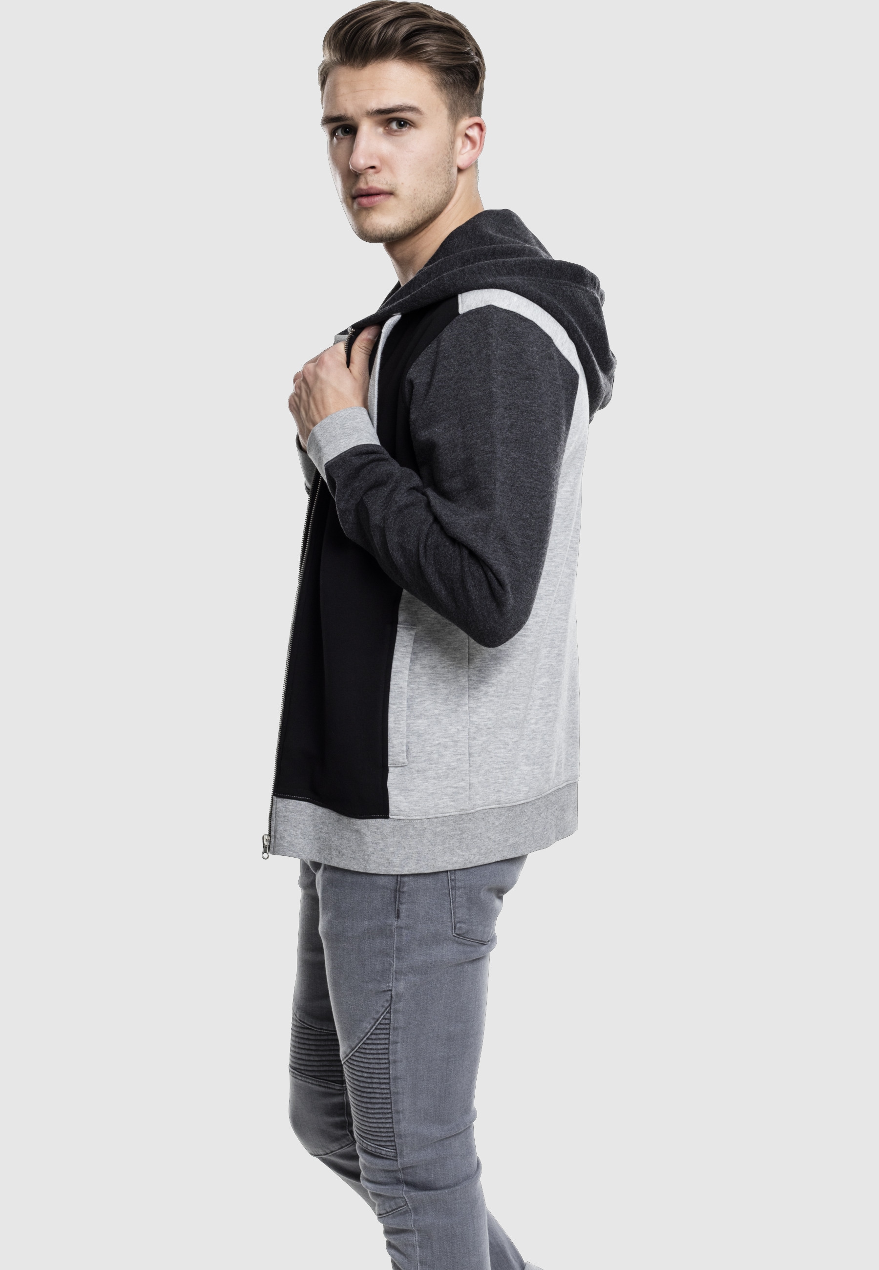 URBAN CLASSICS Kapuzenpullover »Urban Classics Herren 3- Tone Sweat Zip Hoody« 1 Stk.