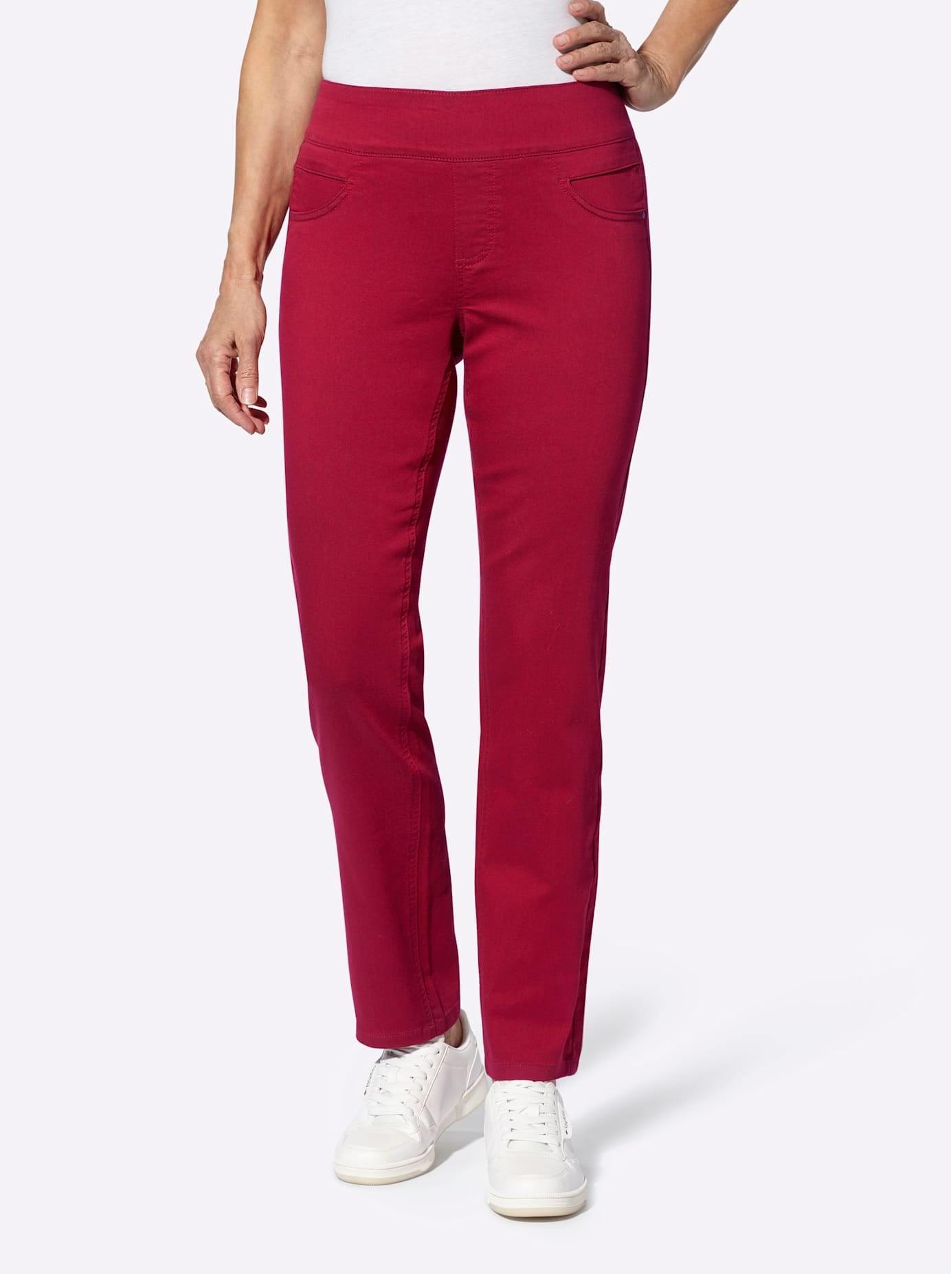 Schlupfhose CASUAL LOOKS, Damen, Gr. 48, Normalgrößen, rot, 65% Baumwolle, 33% Polyester, 2% Elasthan, unifarben, lang, Hosen Schlupfhose, Topseller