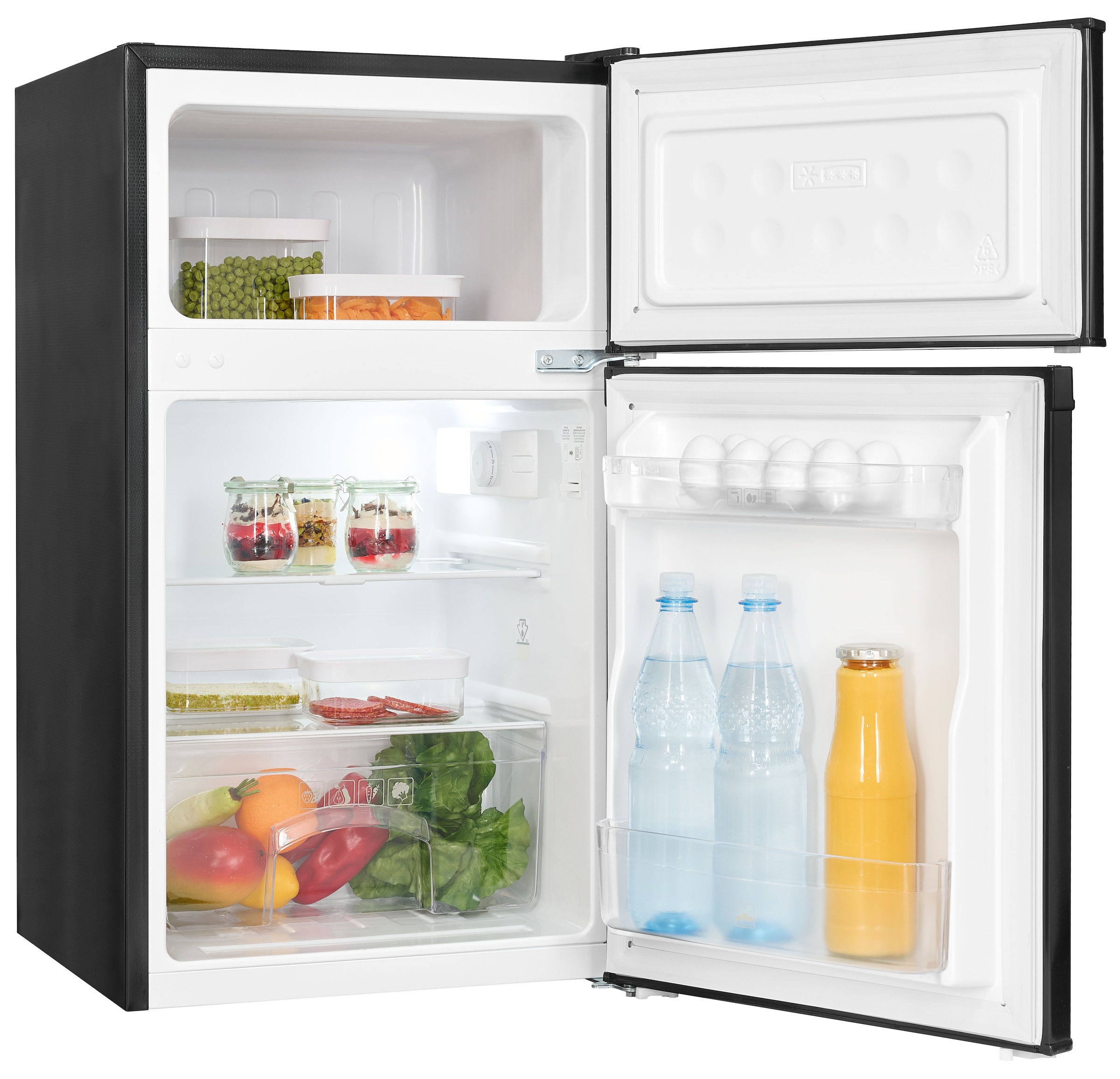 exquisit Kühl-/Gefrierkombination KGC90-30-E-040E schwarz »KGC90-30-E-040E schwarz« 85 cm hoch 47,5 cm breit