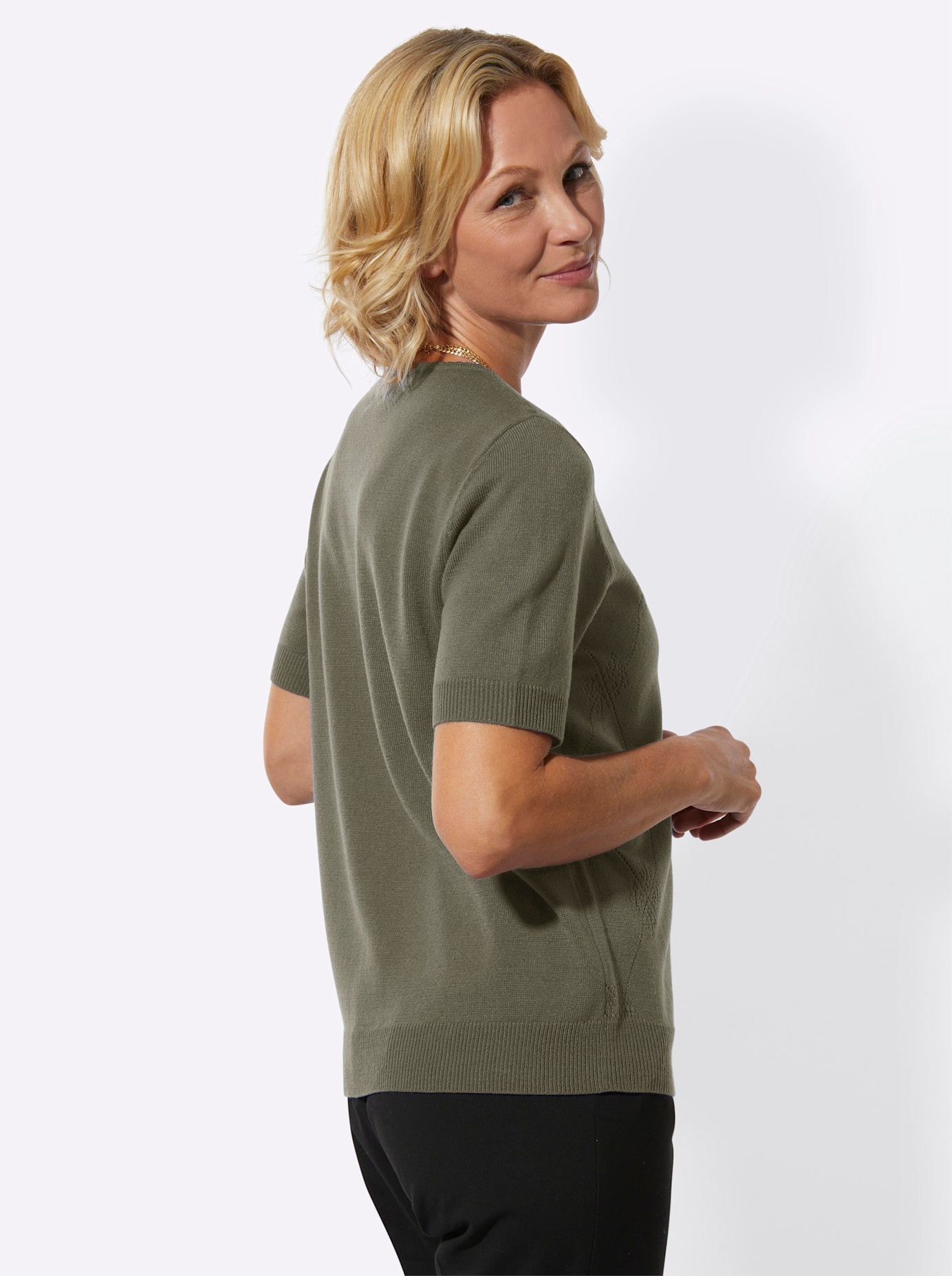 Classic Short Sleeve Sweater Women Khaki Size 52 3
