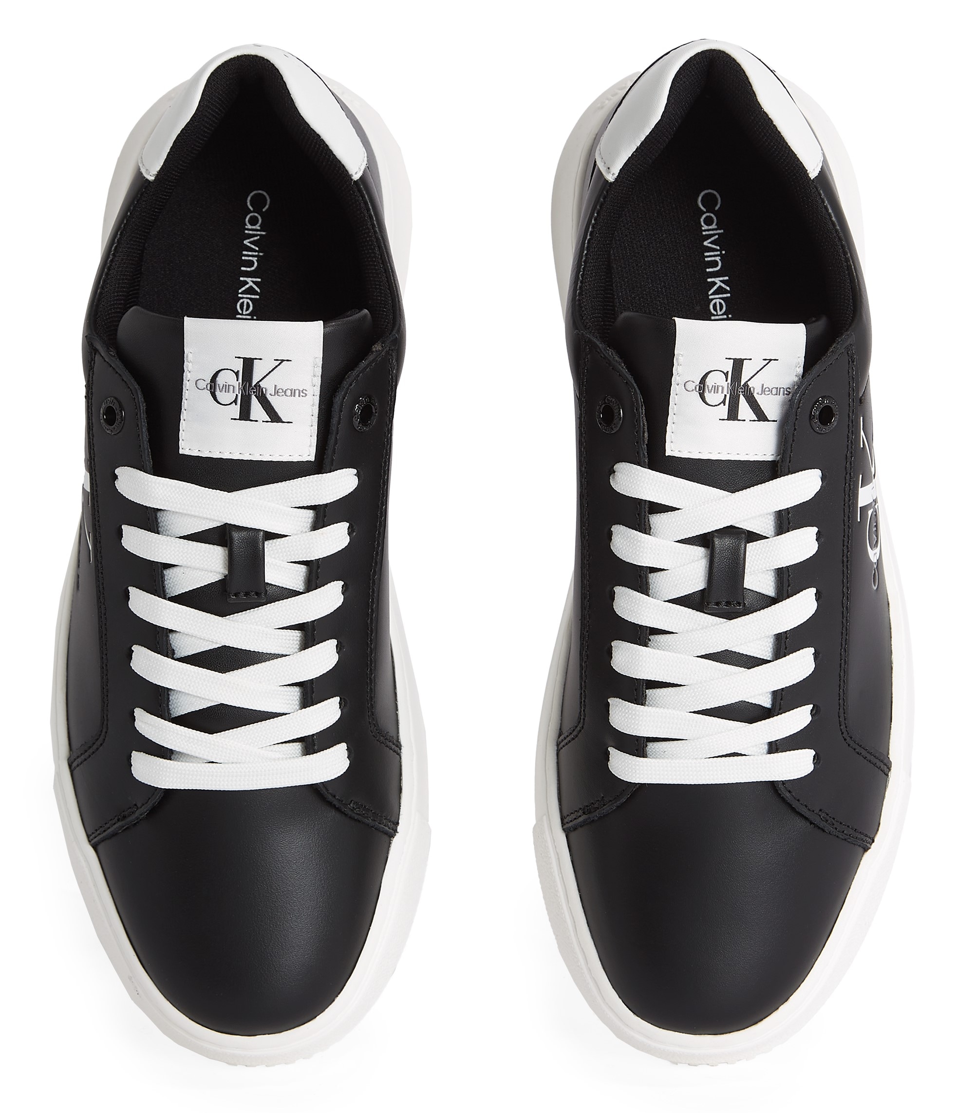 Calvin Klein Jeans Plateausneaker »CHUNKY CUPSOLE MONO LTH WN«, Freizeitschuh, Halbschuh, Schnürschuh mit CK-Schriftzug an der Seite