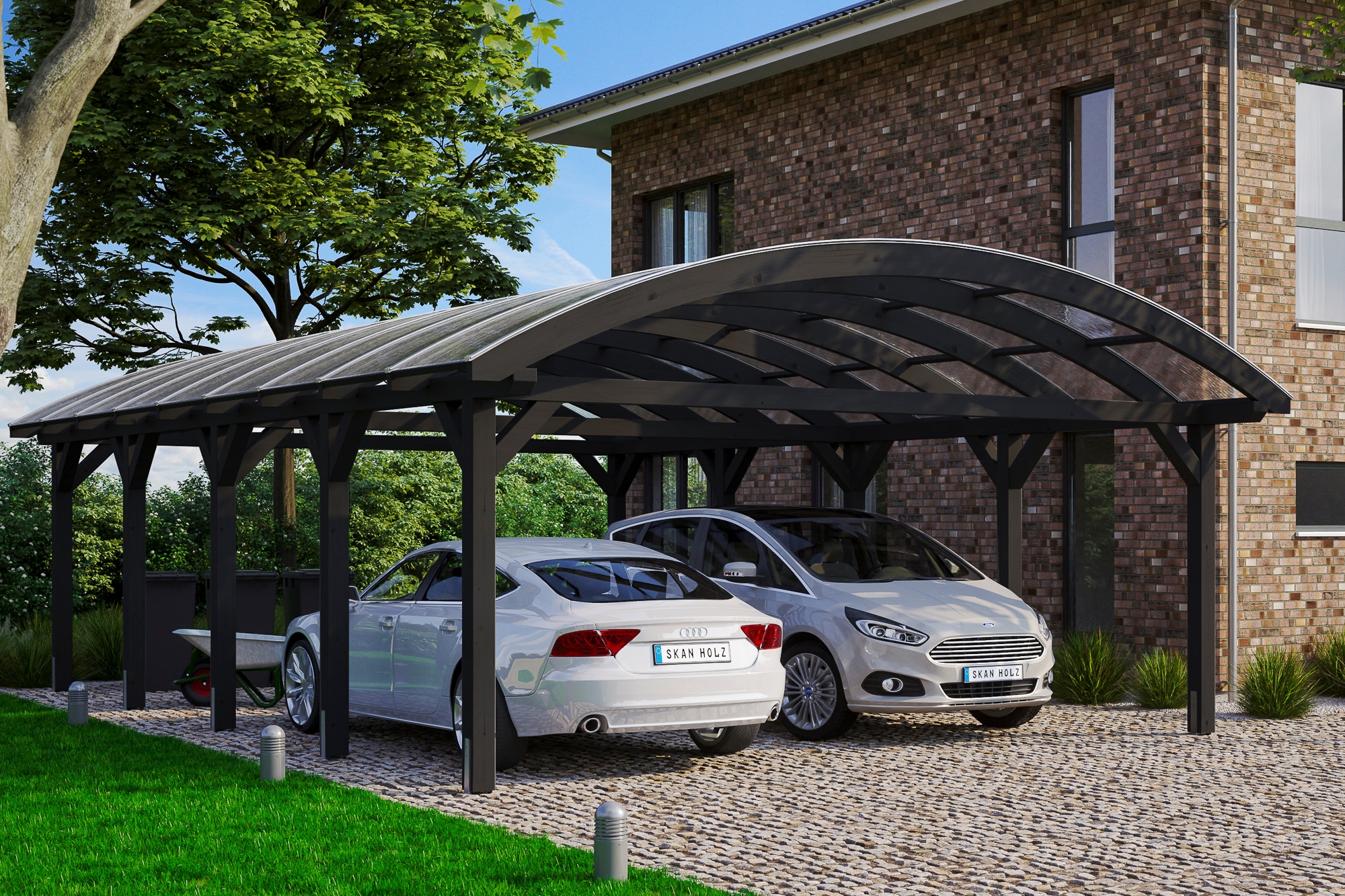 Skanholz Doppelcarport »Franken«, Holz, 550 cm, Anthrazit