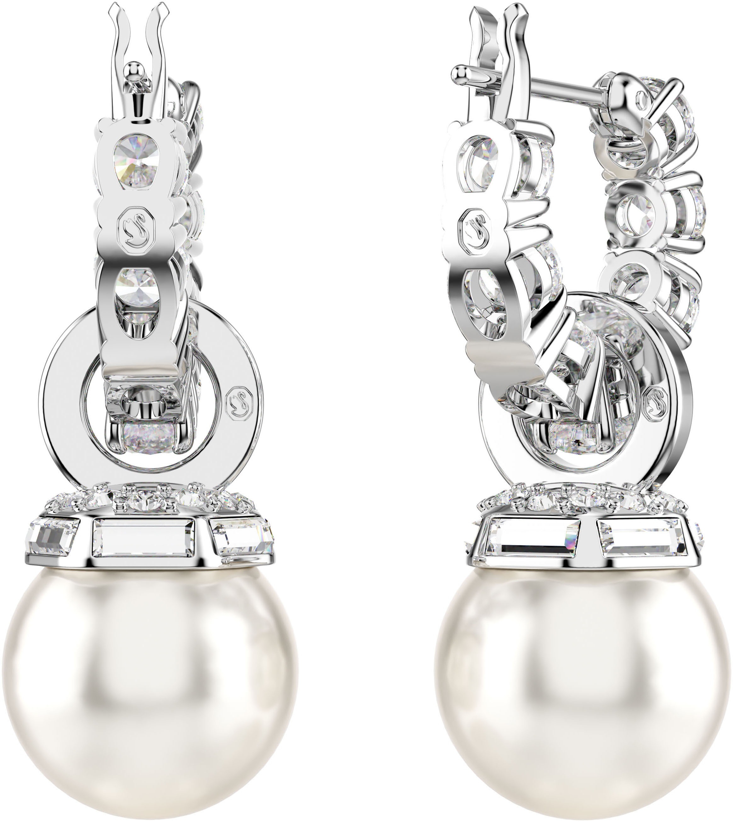 Swarovski Paar Creolen »Schmuck Geschenk Matrix Drop-Ohrhänger, 5691716«, mit Swarovski® Kristall - mit Swarovski® Perle - Einhänger abnehmbar