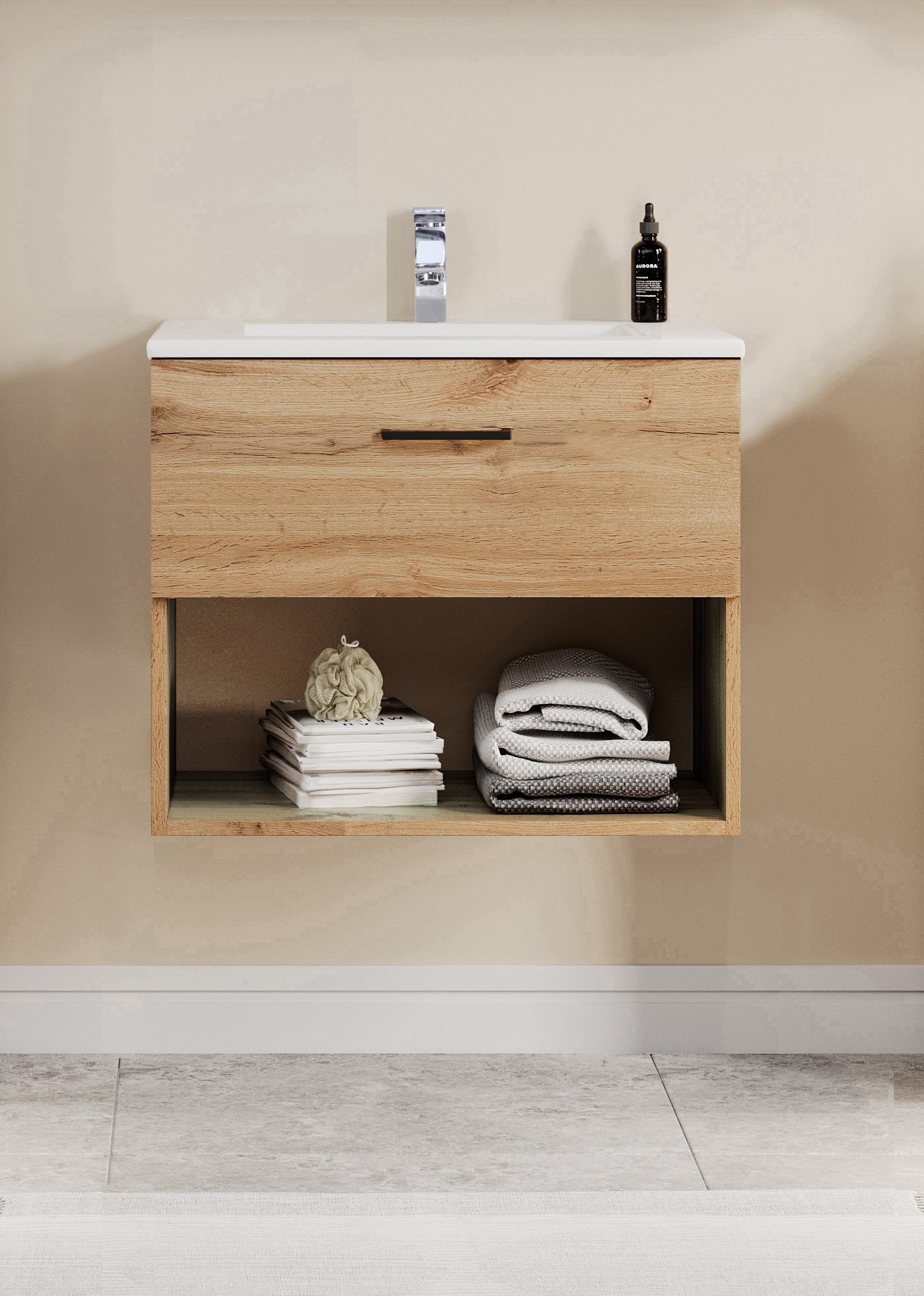 welltime Waschtisch "Trento Light mit Keramik-Auflagebecken" 1 Auzug und 1 günstig online kaufen