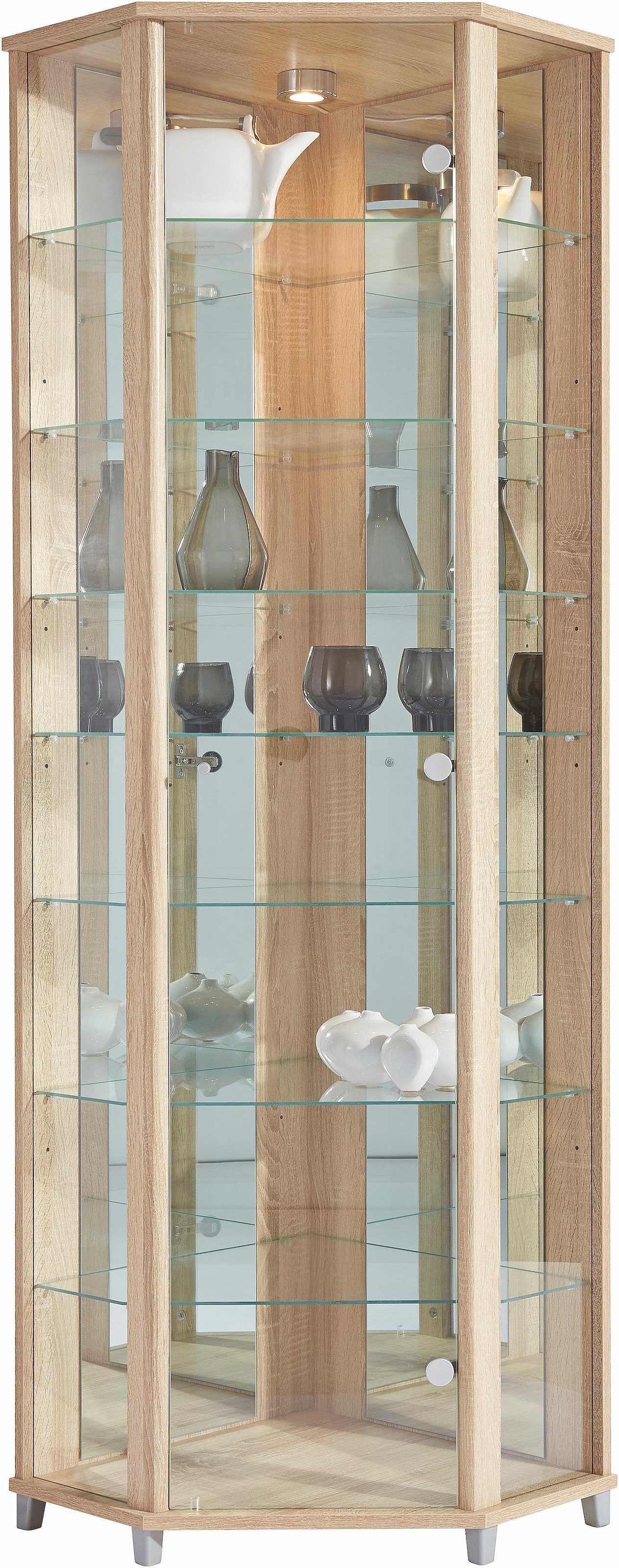 fif möbel Vitrine "TRIO", Eckvitrine/Glasvitrine 1x Glastür, perfekt für Sammler, Sammlervitrine