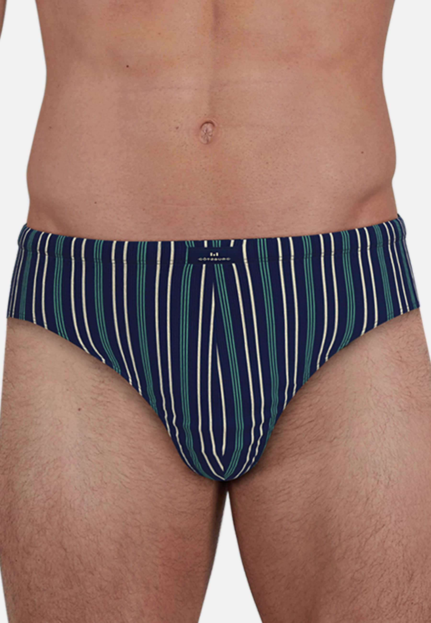 GÖTZBURG Slip »Edingburgh« 2er Pack,  gestreift, basic, eng, mit Logo, atmungsaktiv, mit Logo, Baumwollmix