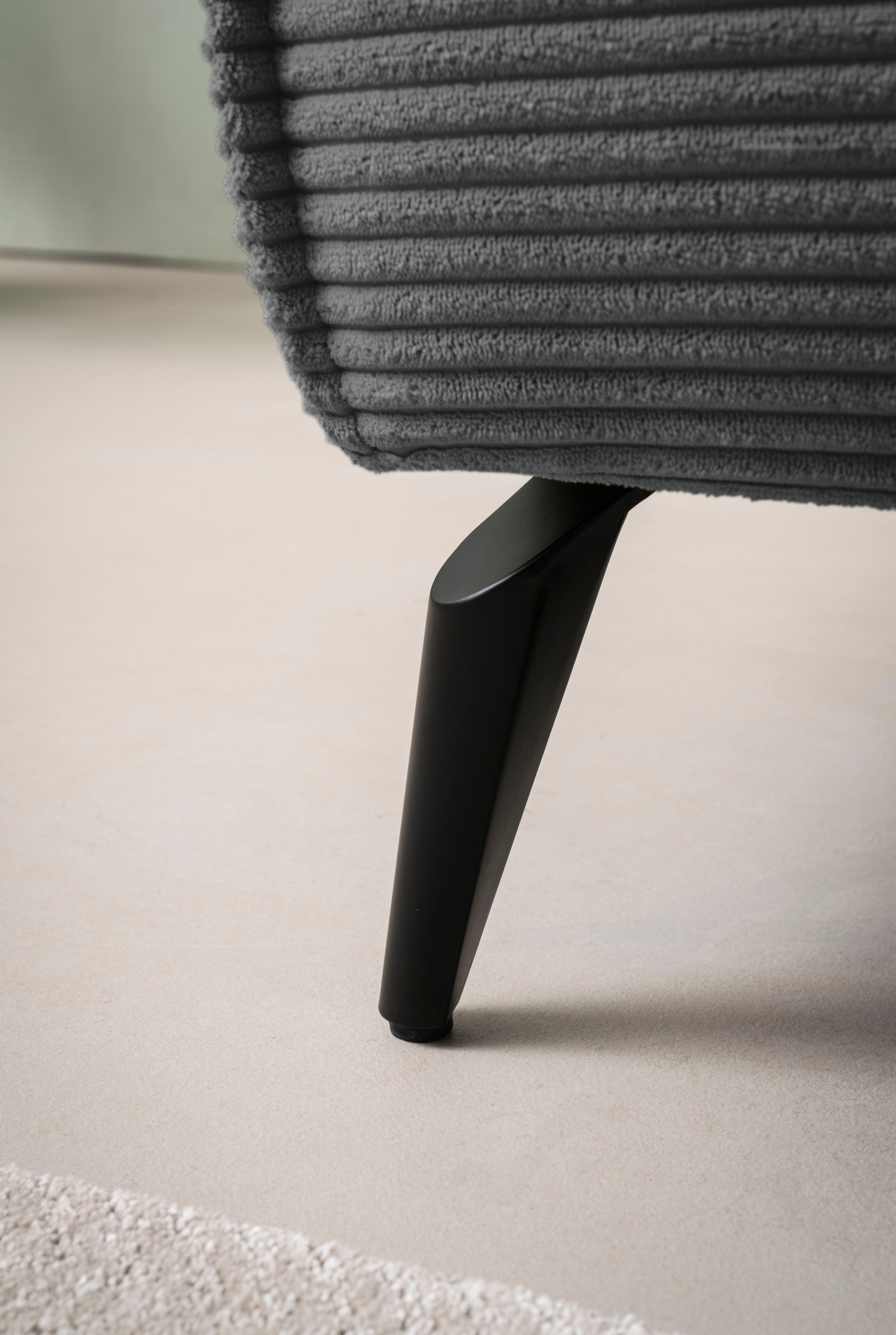 Home affaire Wohnlandschaft »Tvinnu, moderne U-Form, Couch in Cord oder Webstoff in Leinenoptik« Recamiere rechts/links, schwarze Metallfüße, bequeme Sitz-/Liegefläche