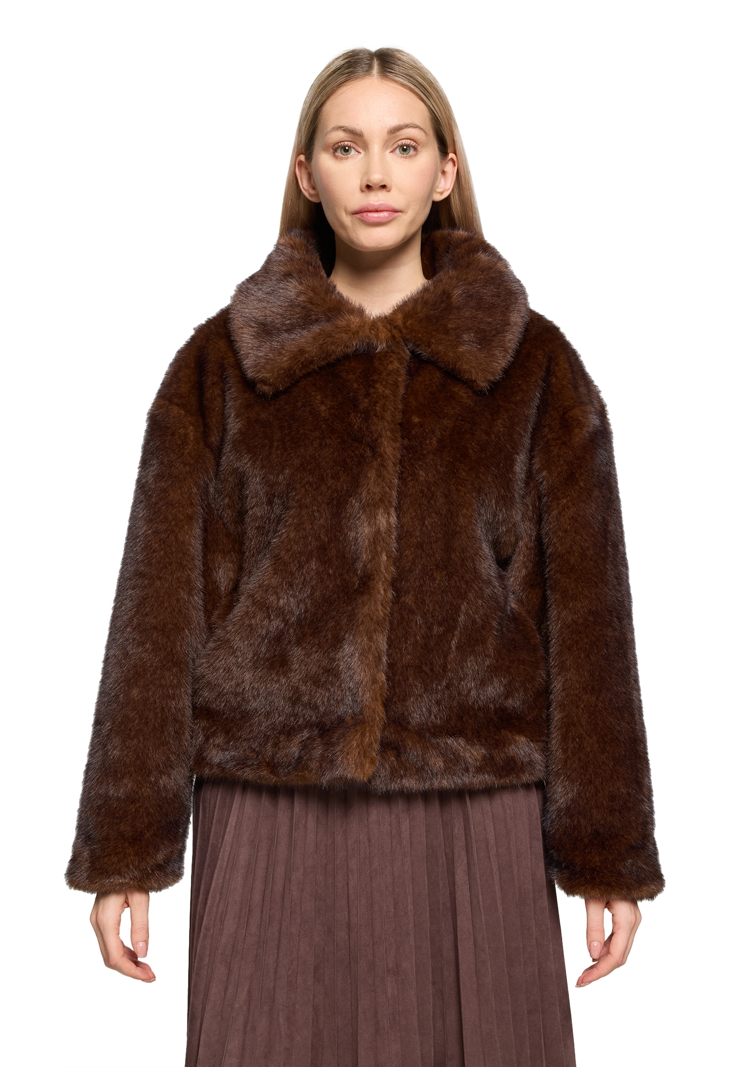 Cartoon Fellimitatjacke "Damen mit Eingrifftaschen" günstig online kaufen