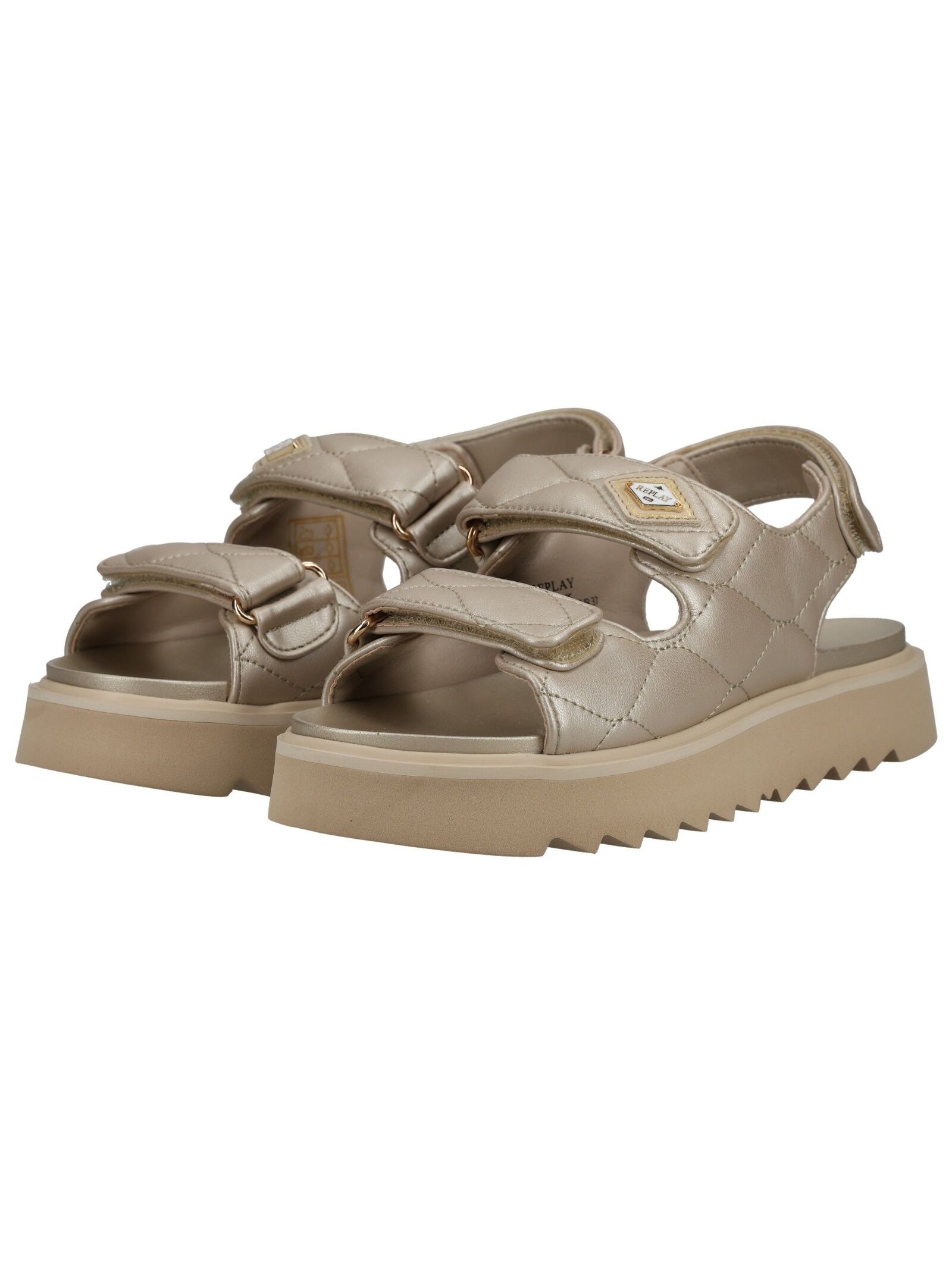 Replay Platform Sandals Faux Leather Platinum Size 38 3