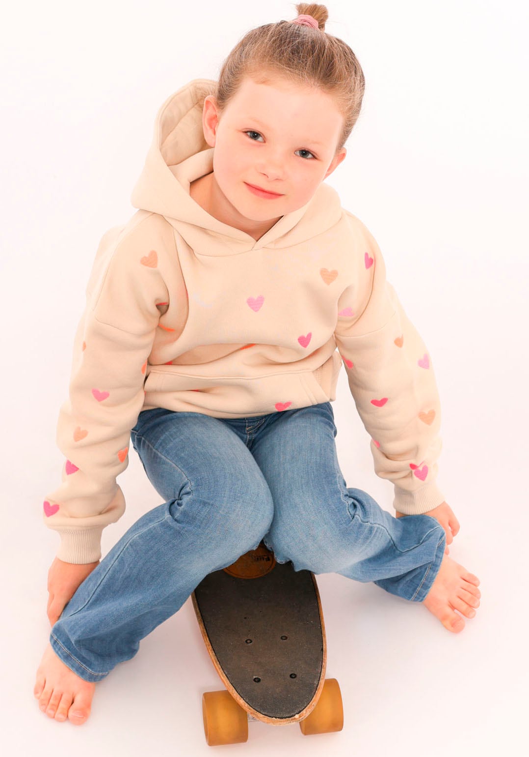 Zwillingsherz Hoodie »"Hearts" Kids«, mit gestickten Herzen allover für Mädchen
