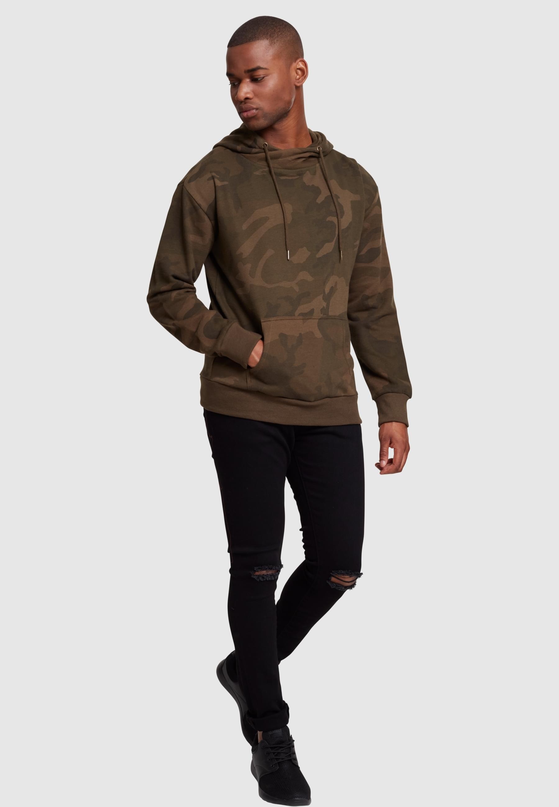 URBAN CLASSICS Kapuzensweatshirt »Urban Classics Herren High Neck Camo Hoody«, (1 tlg.)