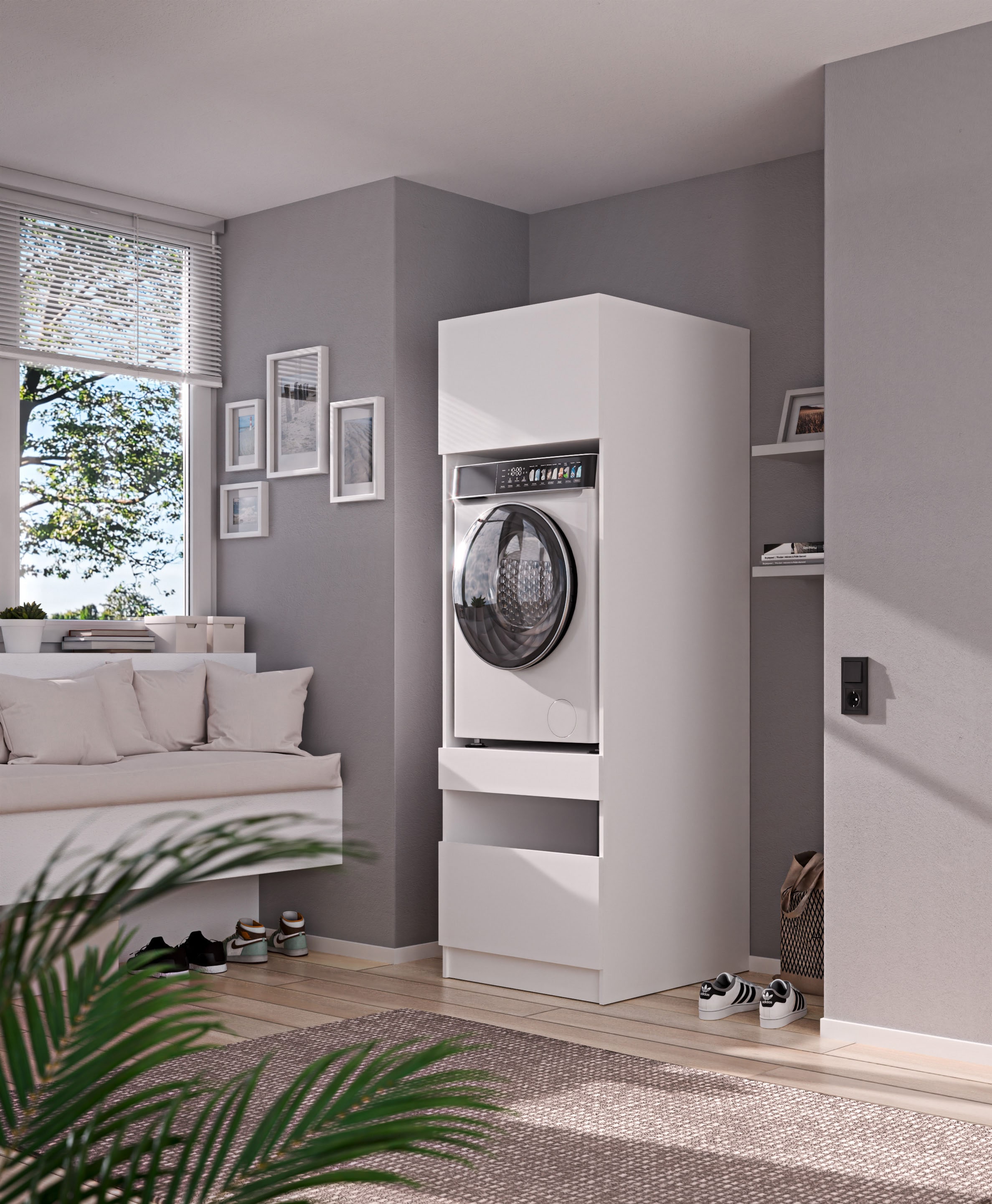 BASIC by Balculina Waschmaschinenumbauschrank »Washhome B/T/H 68x200x68 cm« 1 Stk. tlg. Breite 68cm, ausziebarer Tablerboden