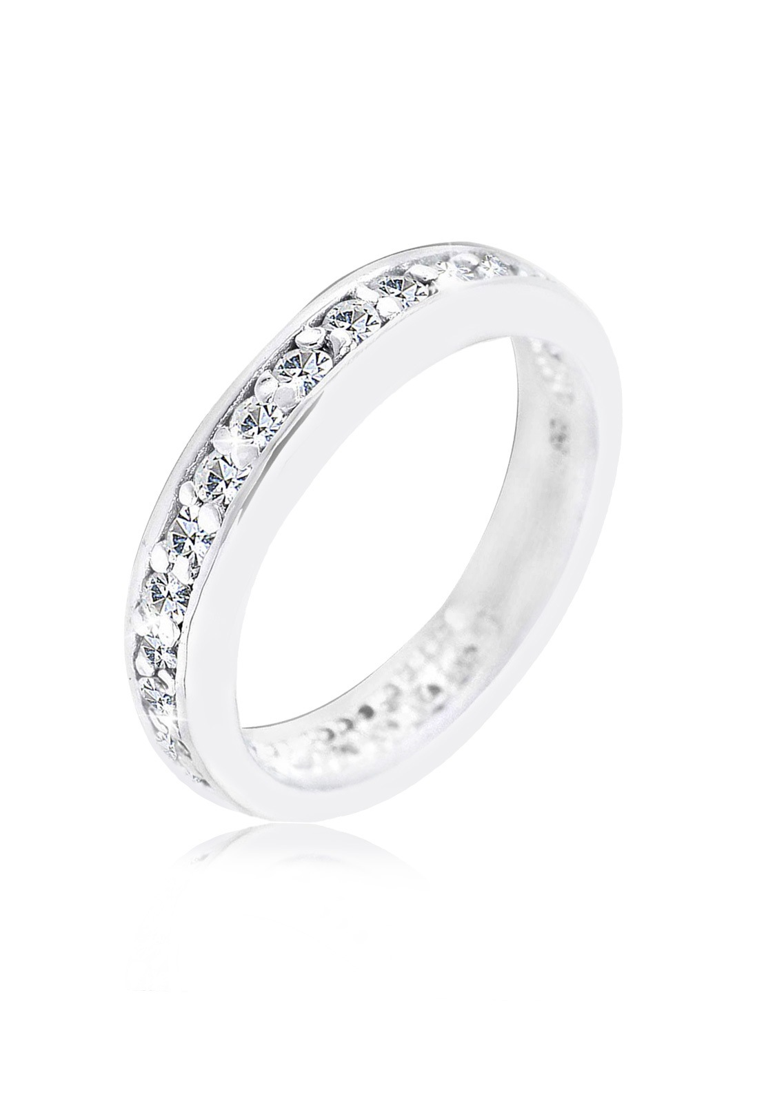 Fingerring ELLI "Memoire 925 Silber, mit Kristallen von Swarovski" Gr. 58, weiß, Fingerringe, Damen, 58mm,mit Steinen, Silber 925 (Sterlingsilber), 4mm, Fingerring