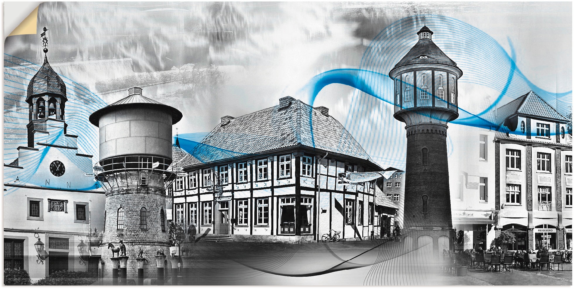 Artland Wandbild »Lingen Emsland Collage 01«, Gebäude, (1 St.), als Leinwandbild, Wandaufkleber oder Poster in versch. Größen