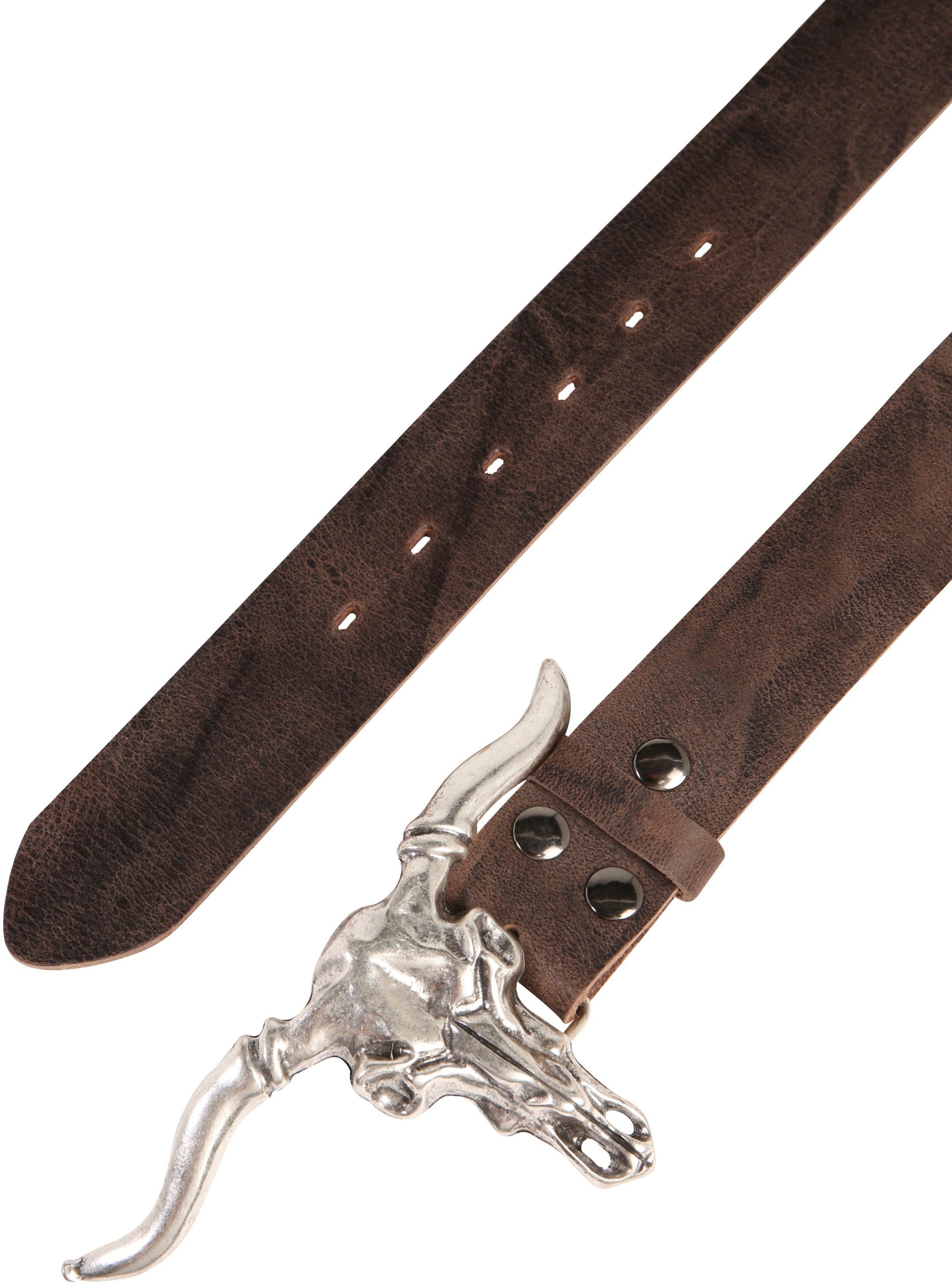 Rettungsring Gürtel Ledergürtel mit Büffelkopf-Koppelschließe günstig online kaufen