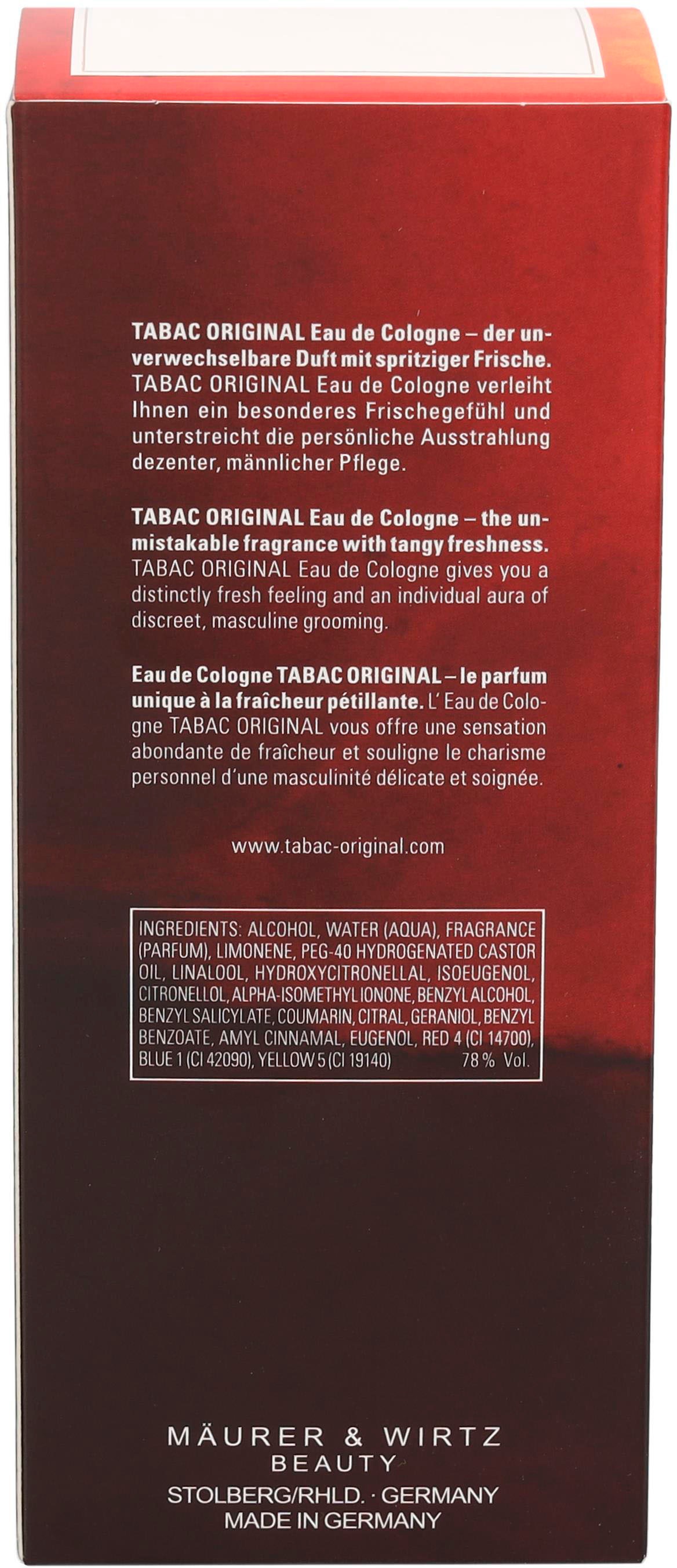 Tabac Original Eau de Cologne, Frischer Herrenduft mit Zitrone, Bergamotte, Lavendel und Vetiver.