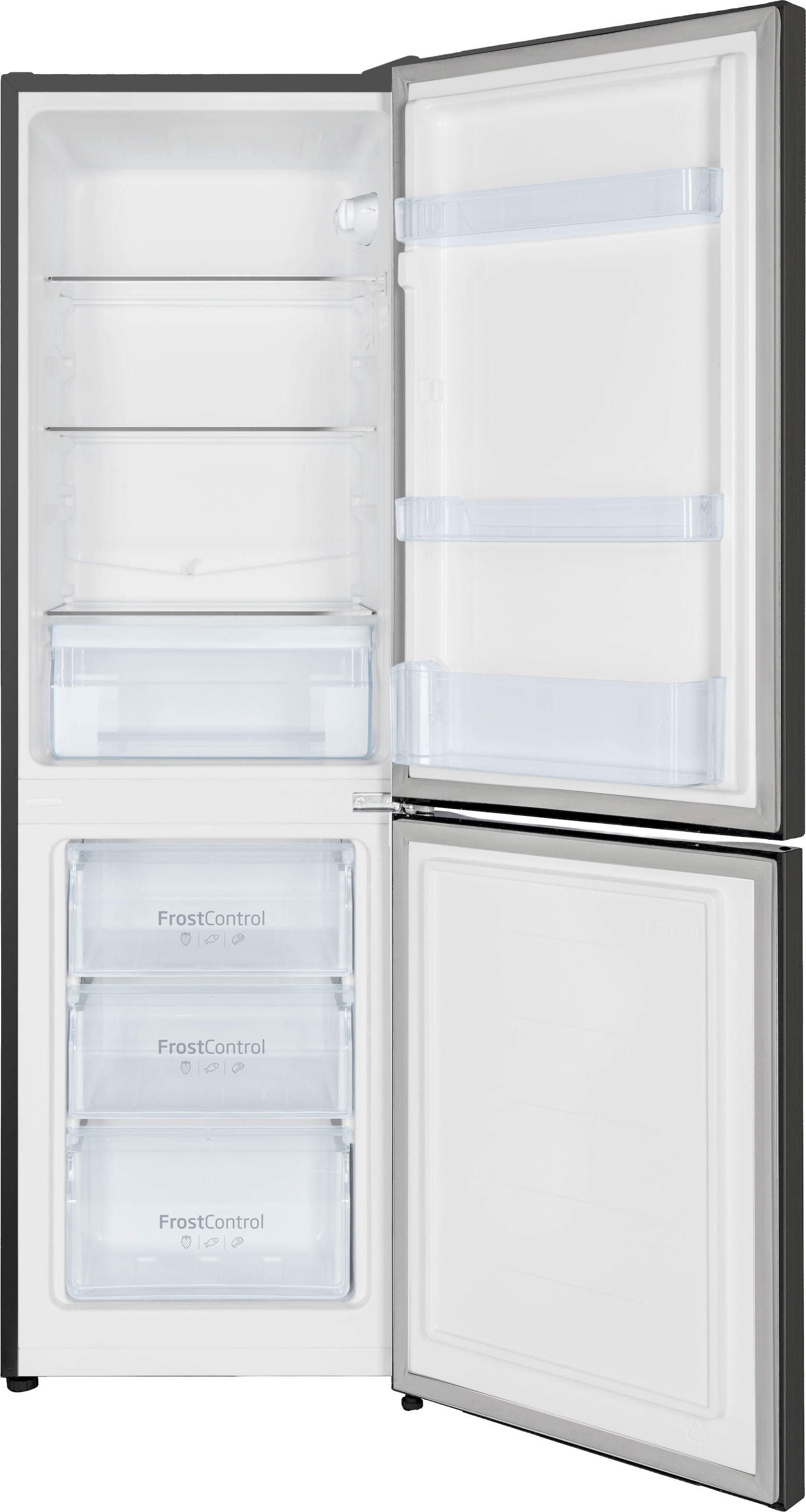 Amica Kühl-/Gefrierkombination »KGCL 384 156 S« 144 cm hoch 48 cm breit Schwarzer Look, Silber-Akzente – Premium für deine Küche