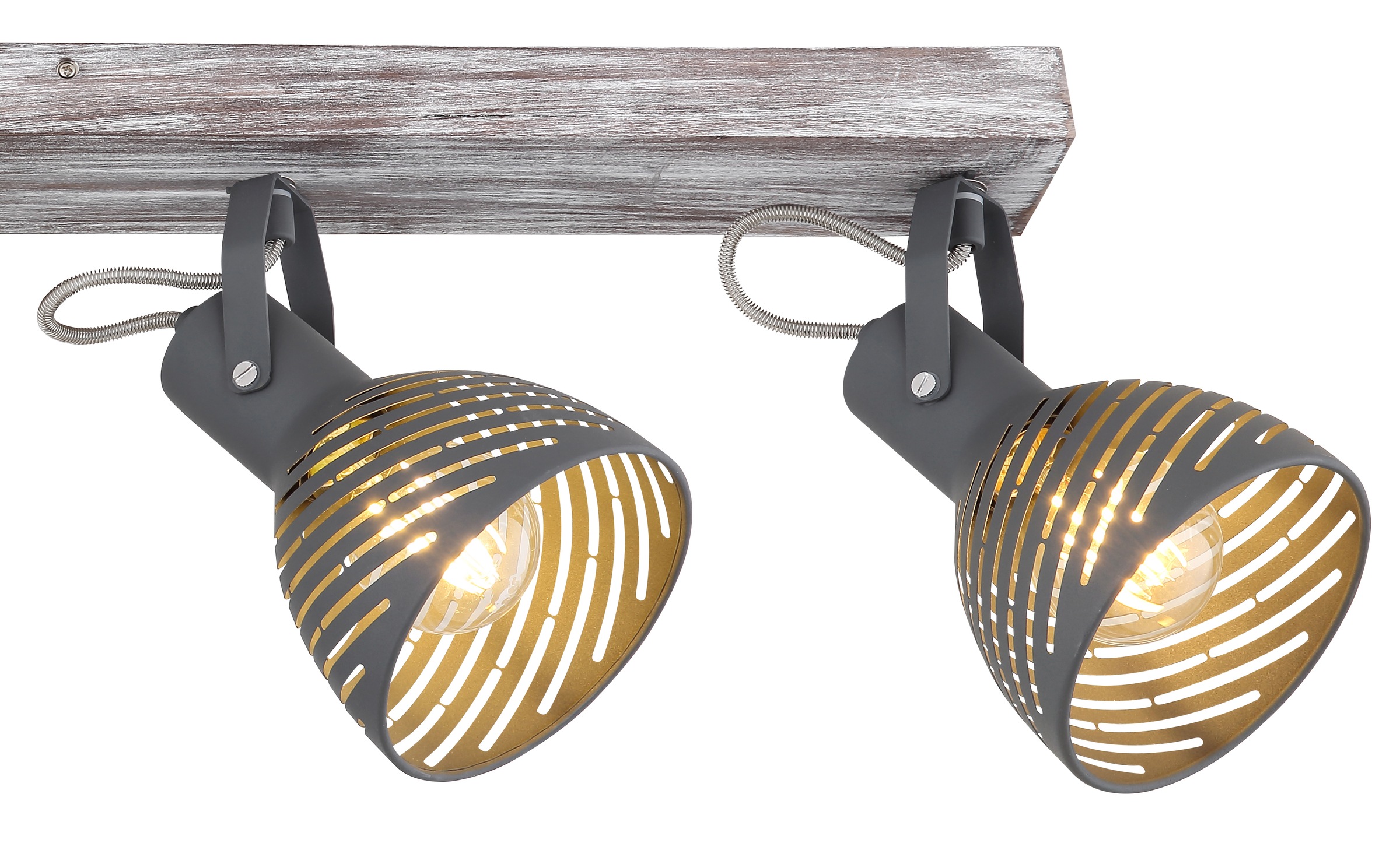 GLOBO LIGHTING Deckenspot »MORI« E27 1 Stk. Holz-Strahler antik weiß getüncht, Metall grau-blau, E27 4x40W