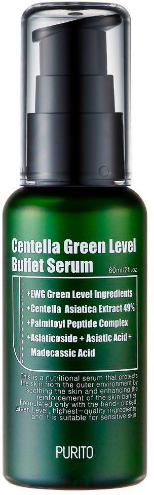 PURITO Gesichtsserum "Centella Green Level Buffet Serum", 60ml, transparent, Hautpflegemittel, Fördert die Kollagensynthese, beruhigt das Zellgewebe,