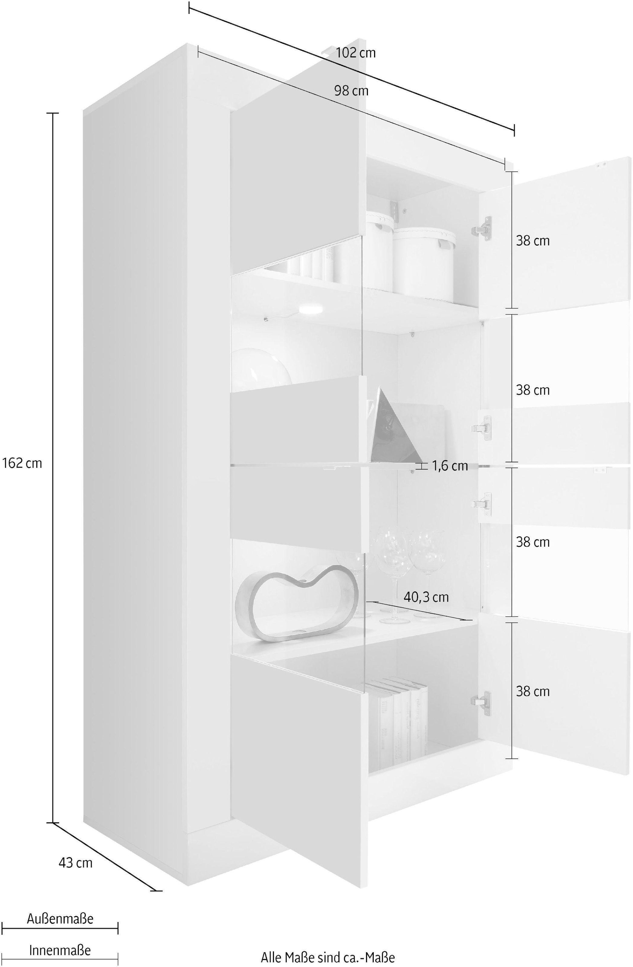 LC Stauraumvitrine »Basic«, Höhe 162 cm im Sale | BAUR