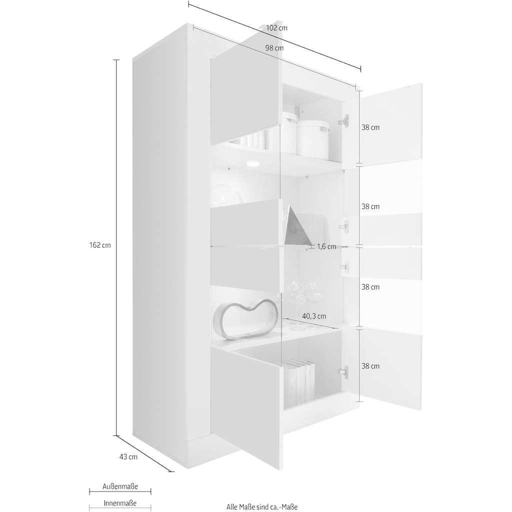 INOSIGN Stauraumvitrine »Basic«, Höhe 162 cm