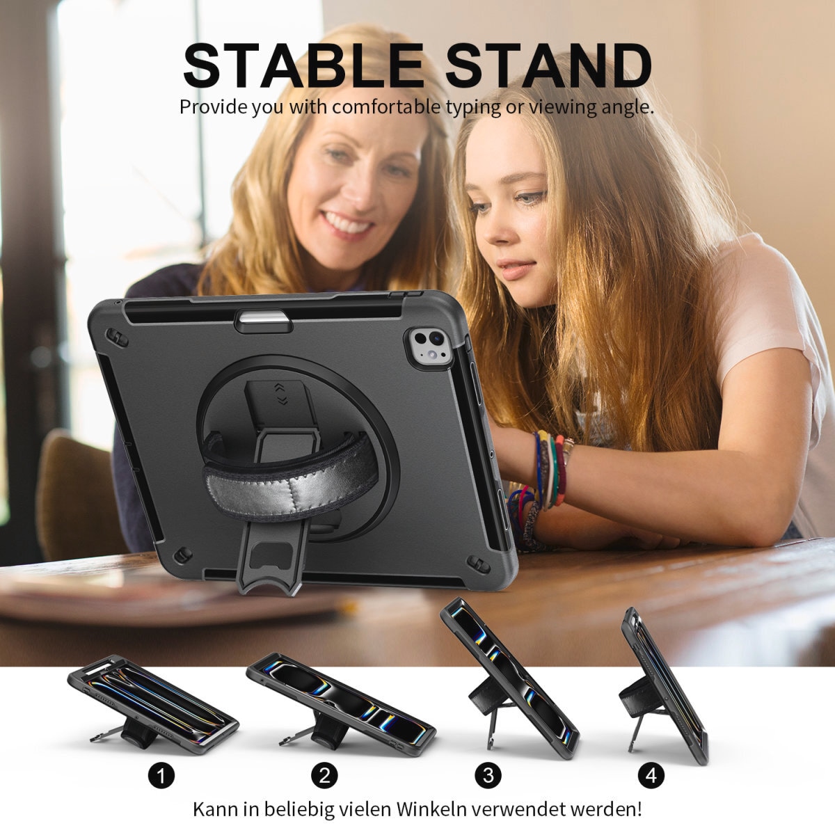 4smarts Tablet-Hülle »Rugged Case GRIP für Apple iPad Pro 13 (M4, 2024)«, Backcover, Schutzhülle, Handyschutzhülle, Case, Schutzcase, stoßfest