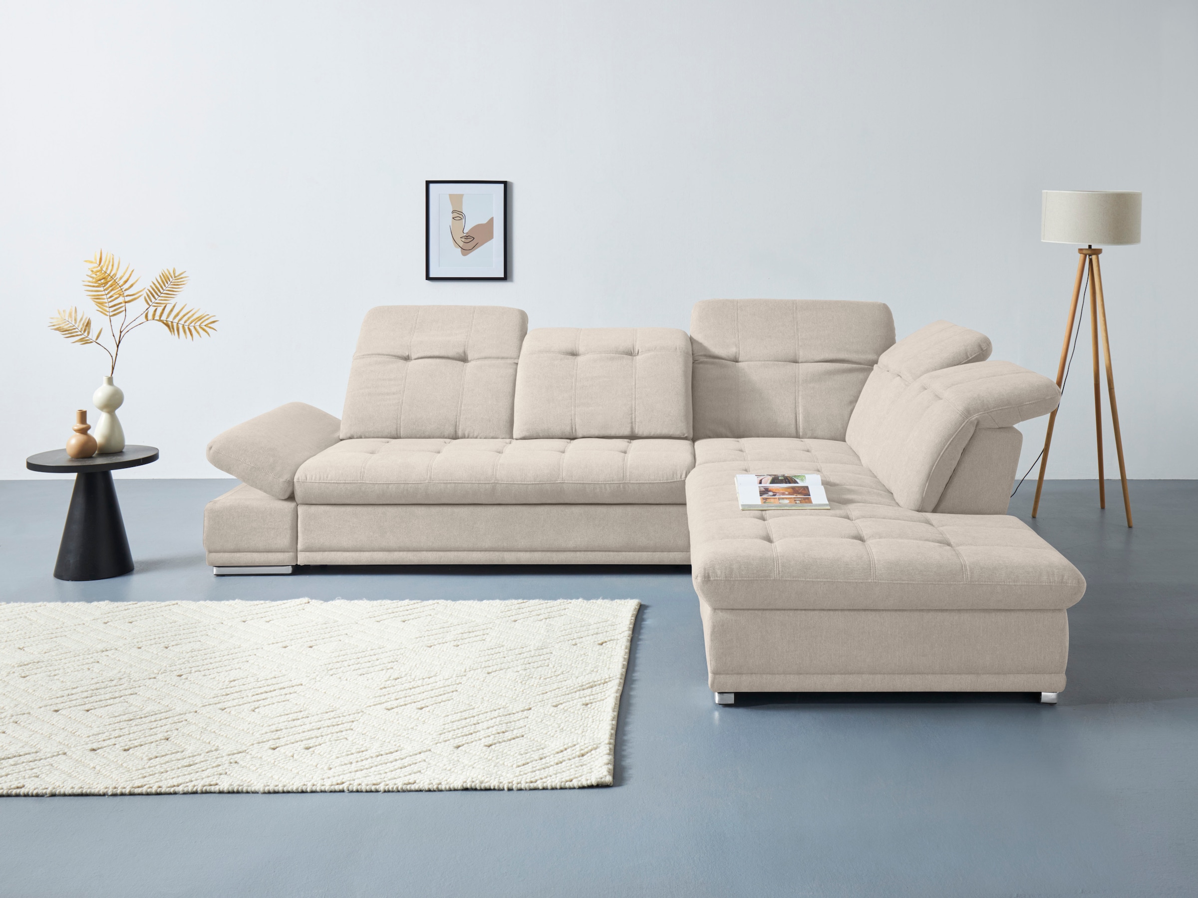 COTTA Ecksofa "Holiday L-Form mit Sitztiefen-, Armteil- und Kopfteilverstellung" wahlweise mit Schlaffunktion & Bettkasten