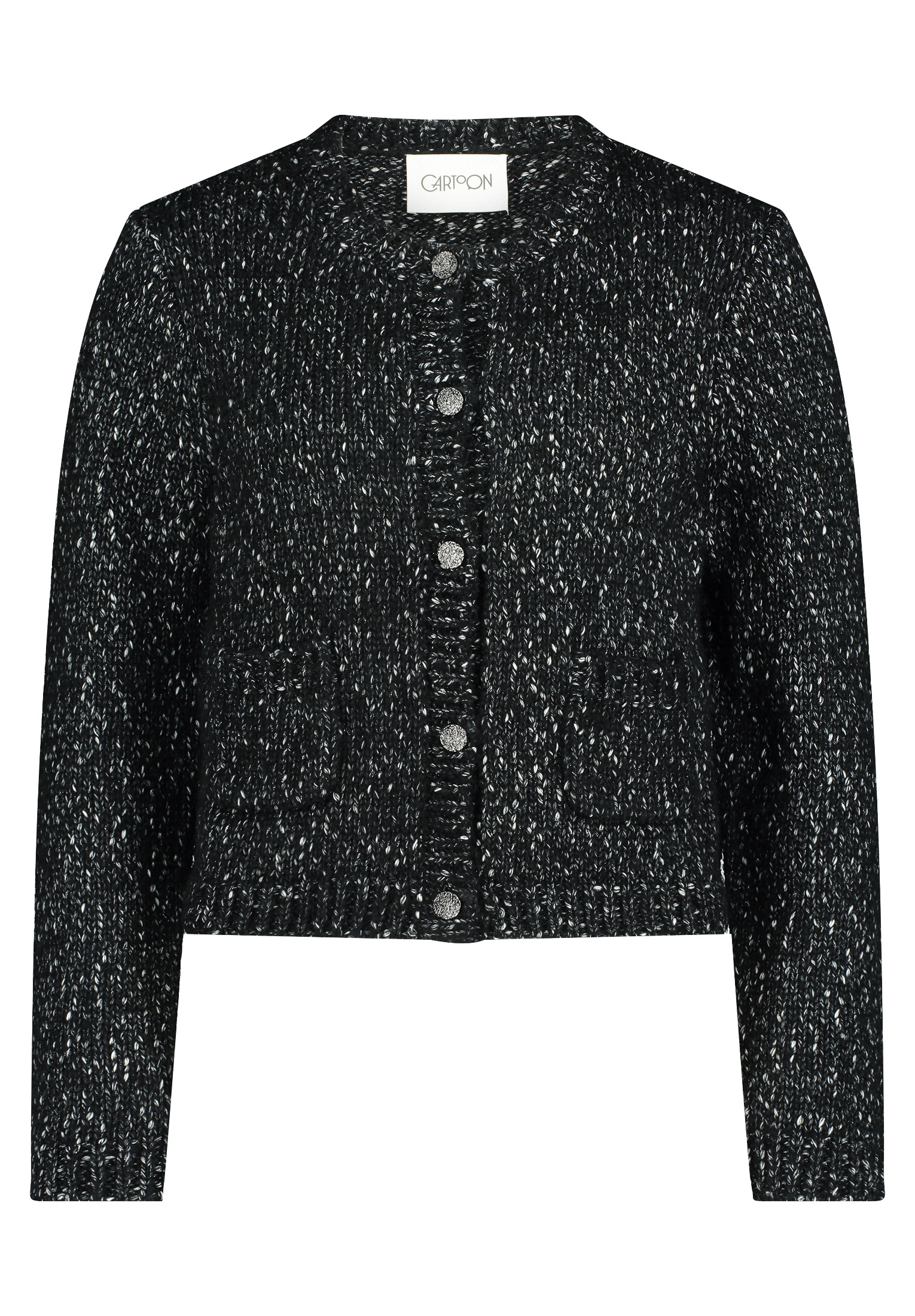 Cartoon Strickjacke "Damen mit Rundhalsausschnitt", 1 Stk. Taschen günstig online kaufen