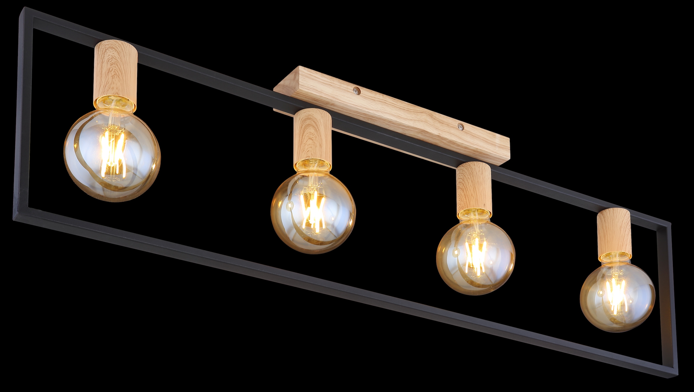 GLOBO LIGHTING Deckenleuchte »DANIEL« E27 1 Stk. LED Deckenleuchte schwarz matt mit Holzoptik, modern
