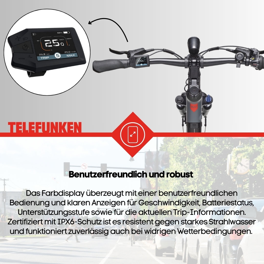 Telefunken E-Bike »SUV500«, 7 Gang, Shimano, Mittelmotor 250 W, (27,5 Zoll, Straßenzulassung, Scheibenbremsen), Pedelec, Elektrofahrrad für Damen u. Herren