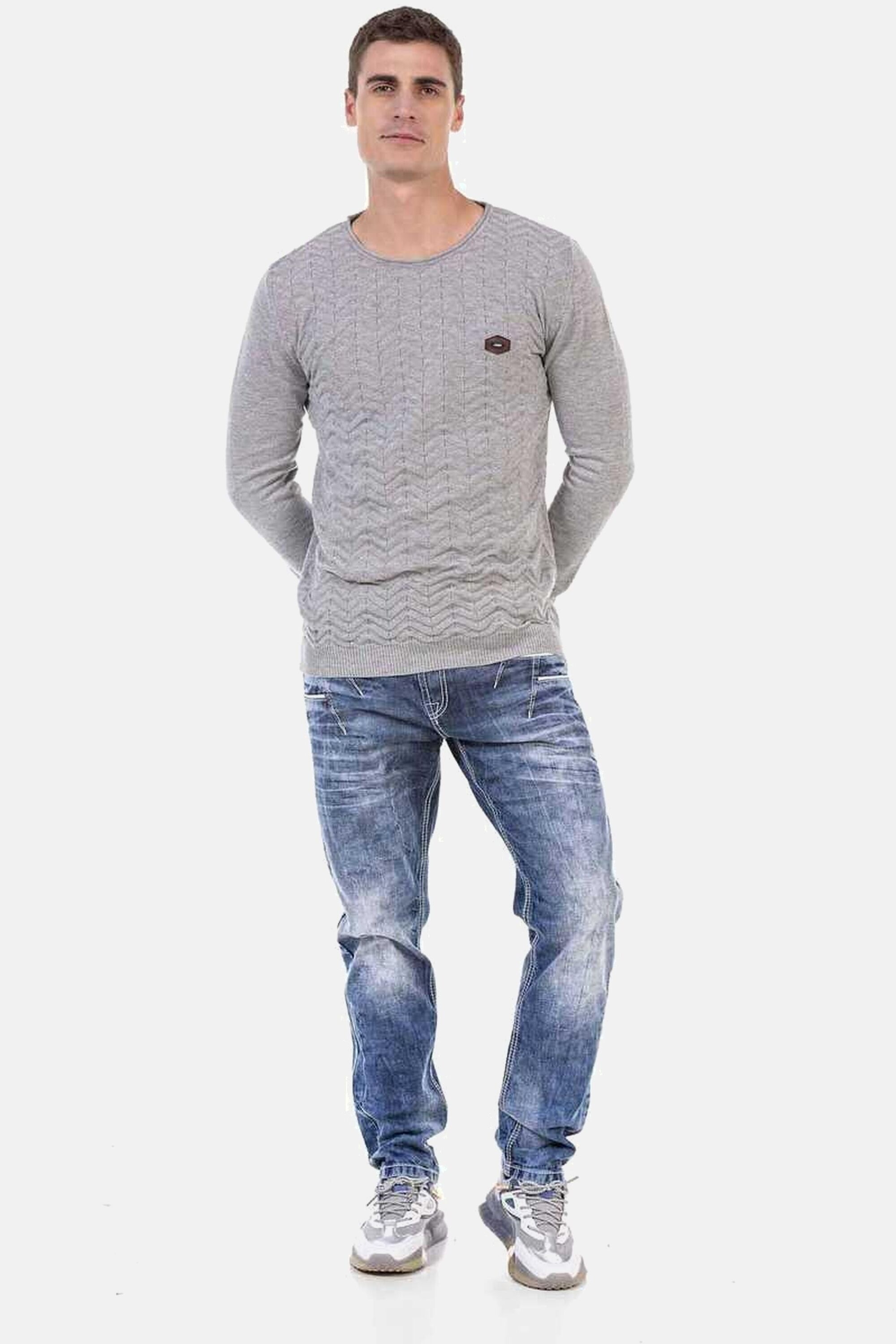 Cipo & Baxx Rundhalspullover »Pullover«, mit Zopfmuster, CP240