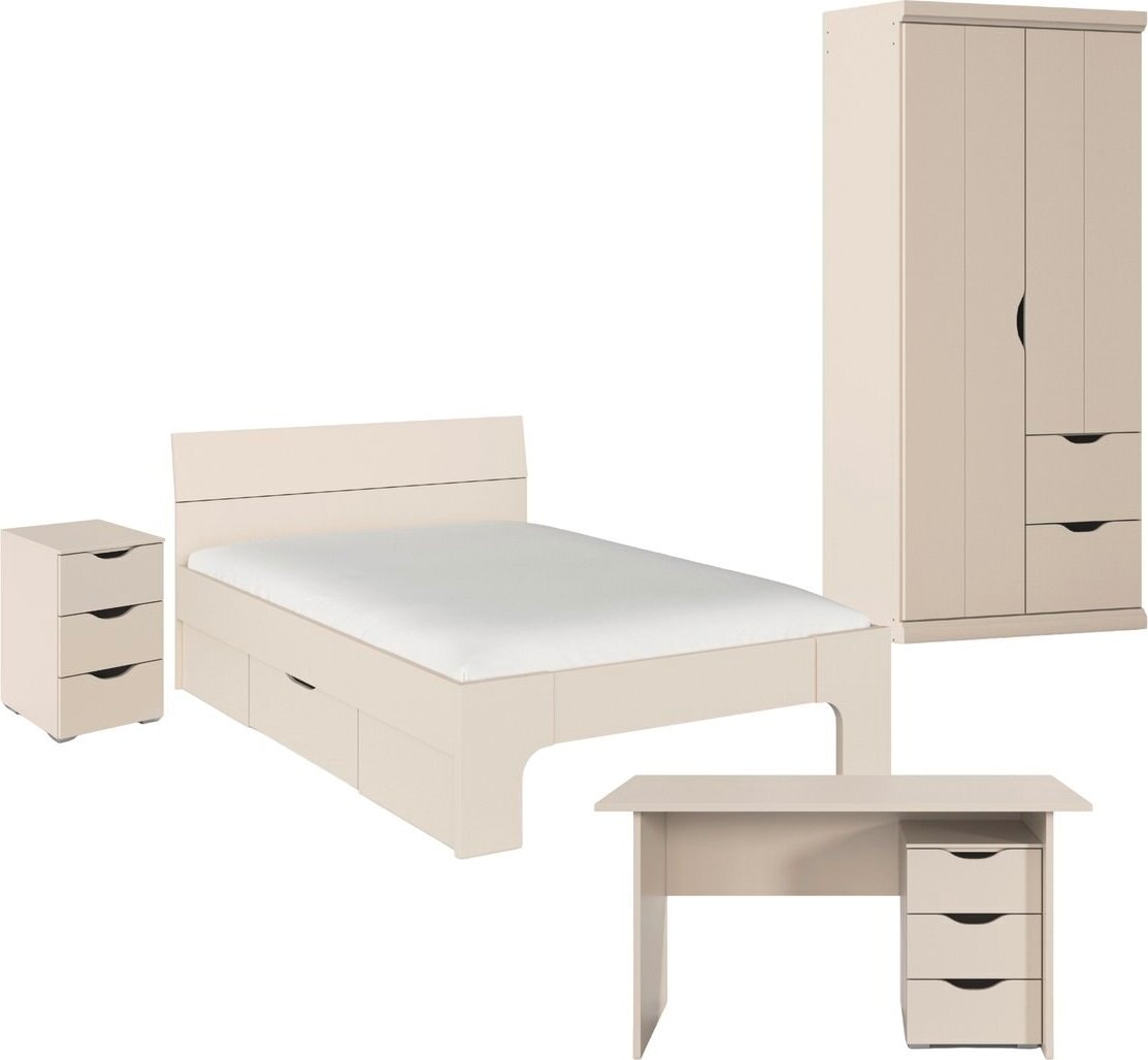 Jugendzimmer-Set RAUCH, beige, Holzwerkstoff, Schlafzimmermöbel-Sets, "Kinderzimmer Komplettzimmer Schlafzimmer-Set (4-tlg.) MARLENE", erhältlich in