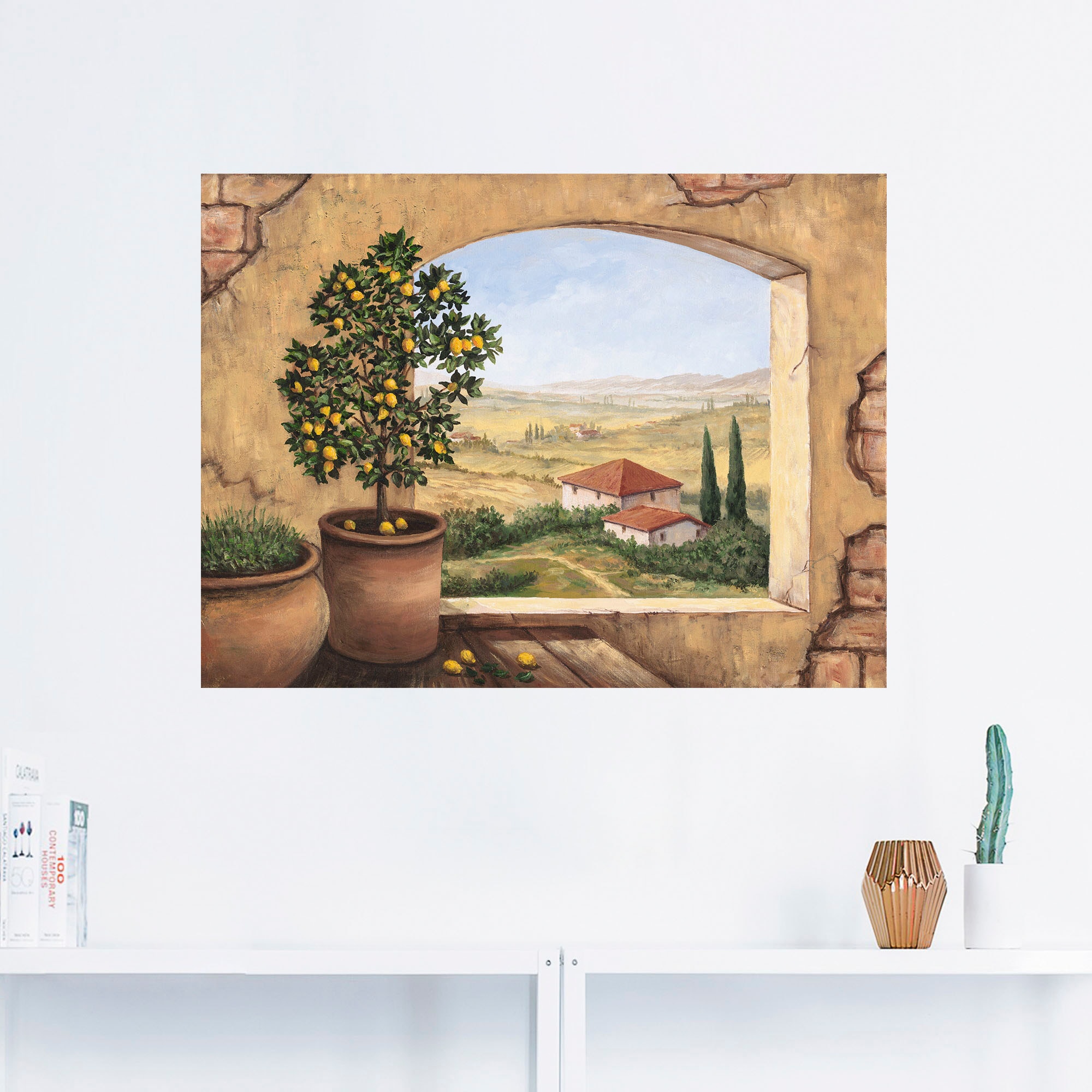 »Fenster St.), in kaufen versch. Leinwandbild, Fensterblick, Alubild, Wandbild der Toskana«, | (1 Artland Größen oder BAUR in Poster Wandaufkleber als