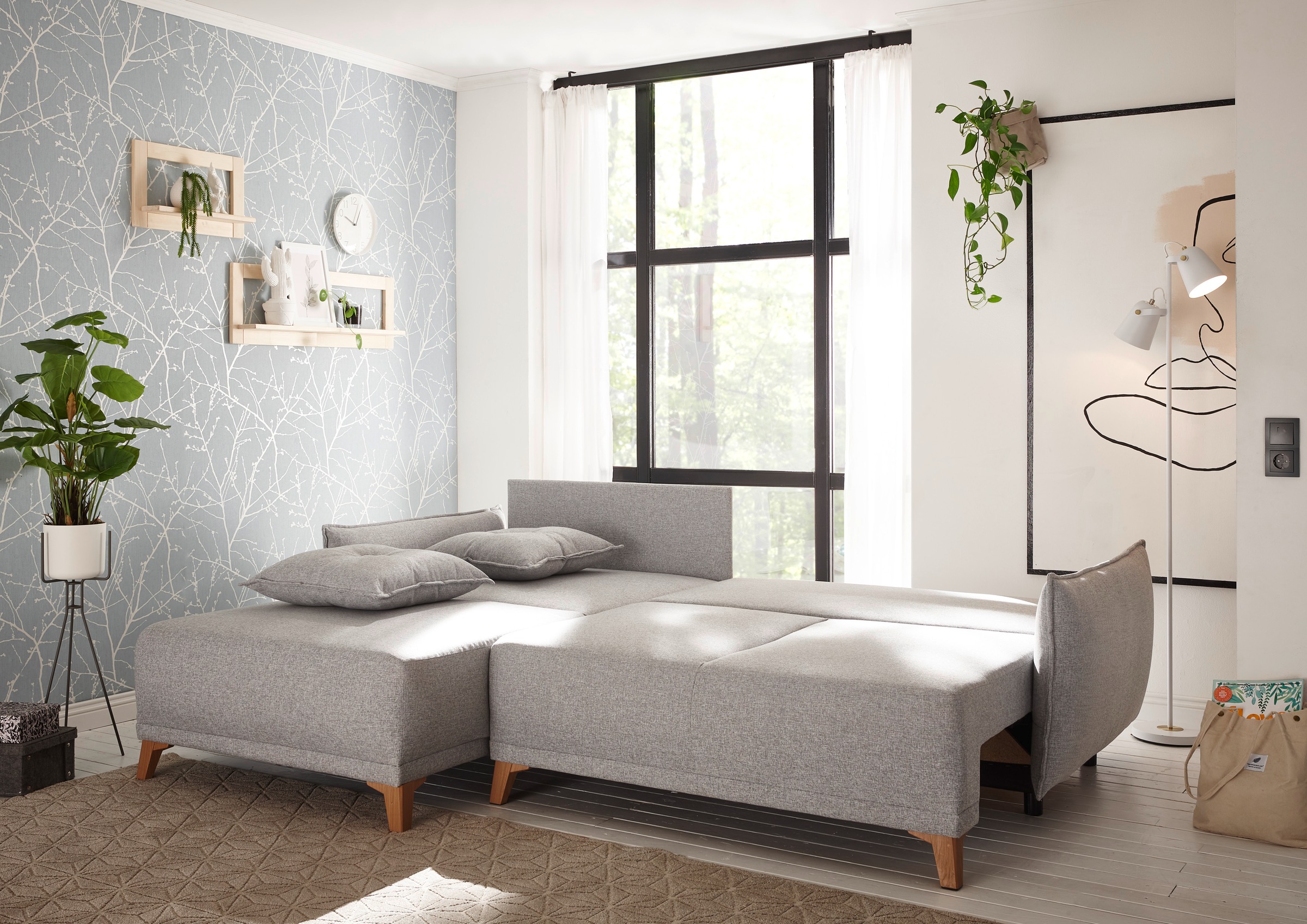 ED EXCITING DESIGN Ecksofa "Pamplona L-Form", mit Bettfunktion, Bettkasten günstig online kaufen