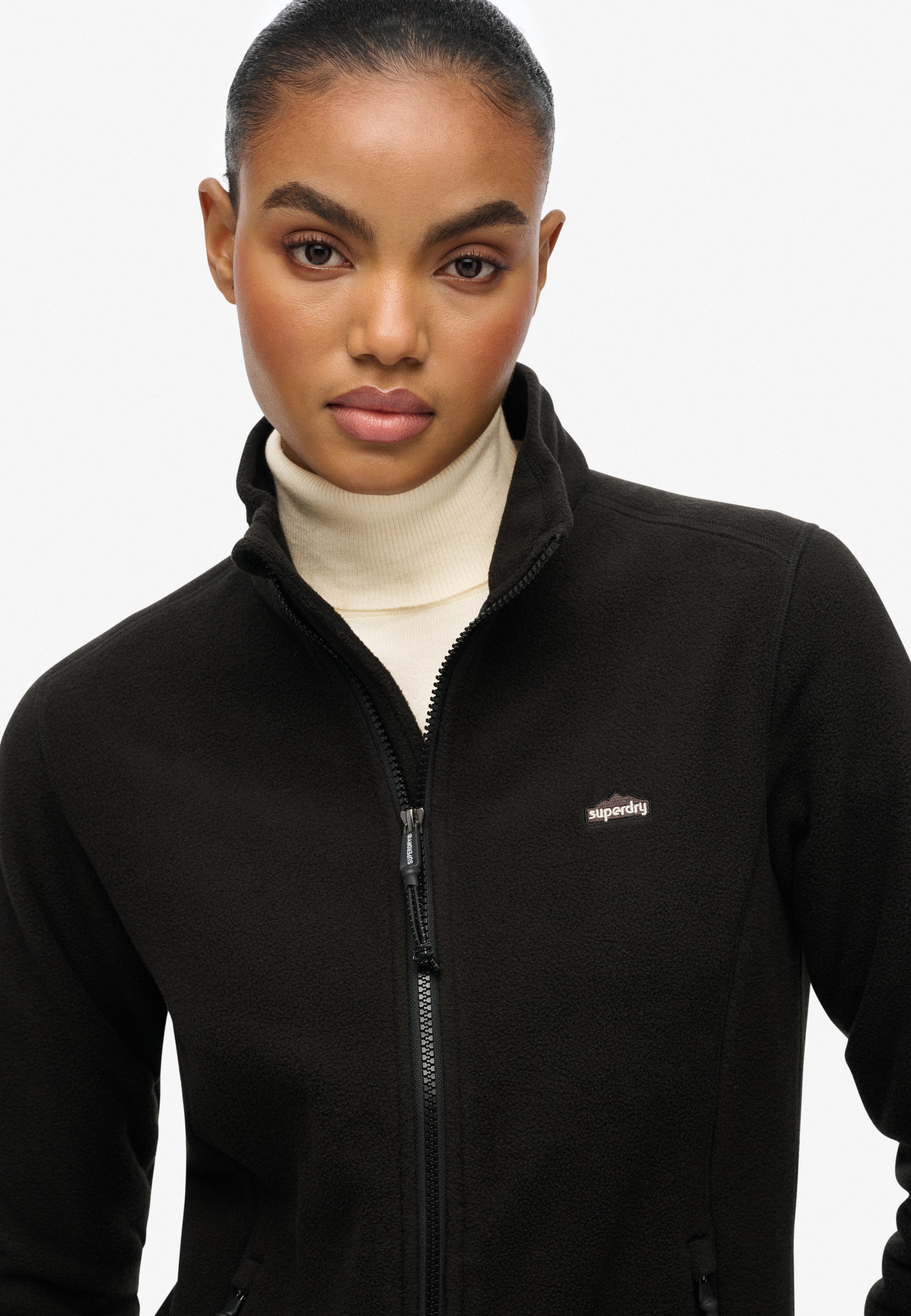 Superdry Fleecejacke »POLAR FLEECE FULL ZIP« ohne Kapuze Slim Fit, mit Reißverschluss, hüftlange Form