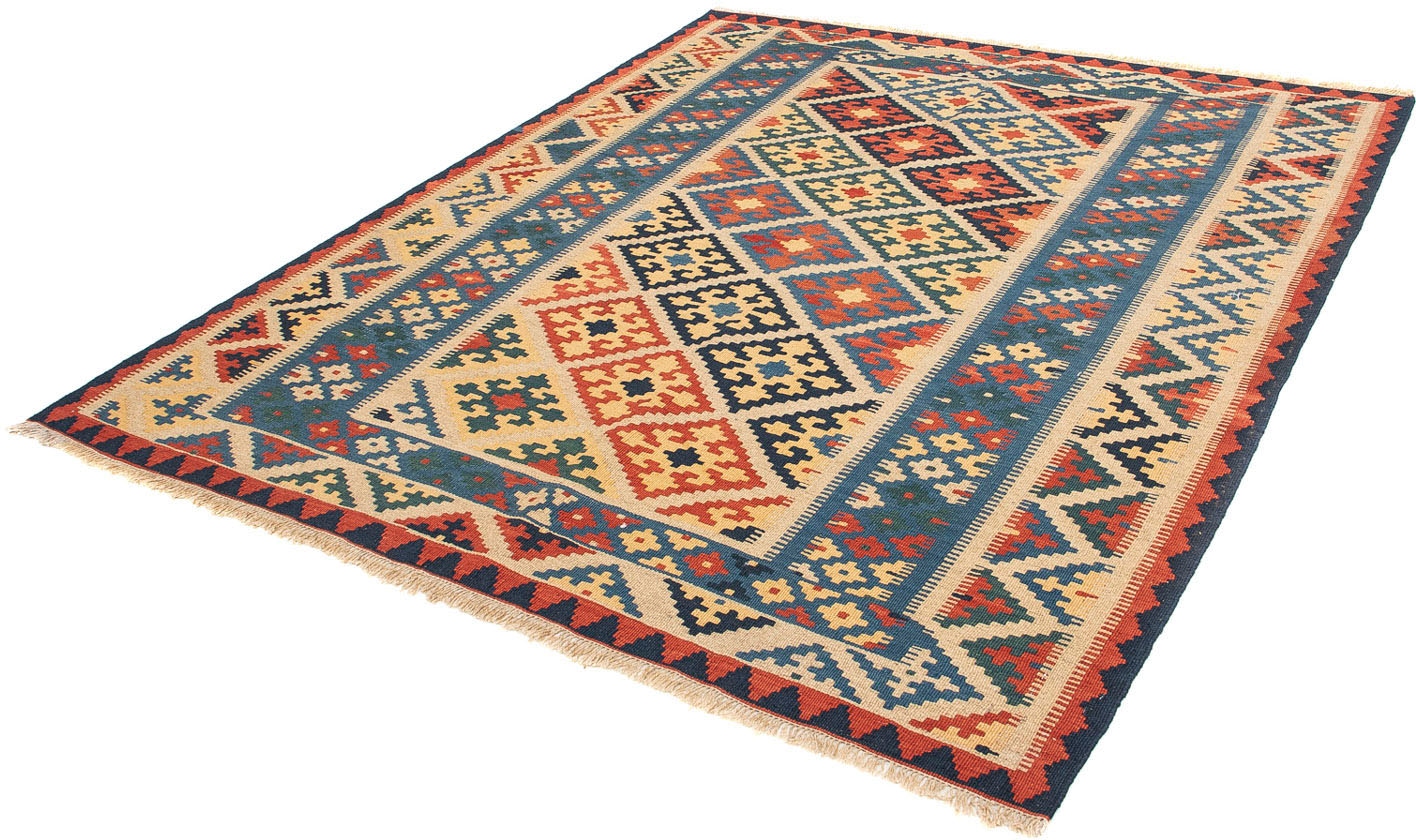 Wollteppich »Kelim - Oriental - 203 x 158 cm - mehrfarbig«, rechteckig, 6 mm Höhe,...