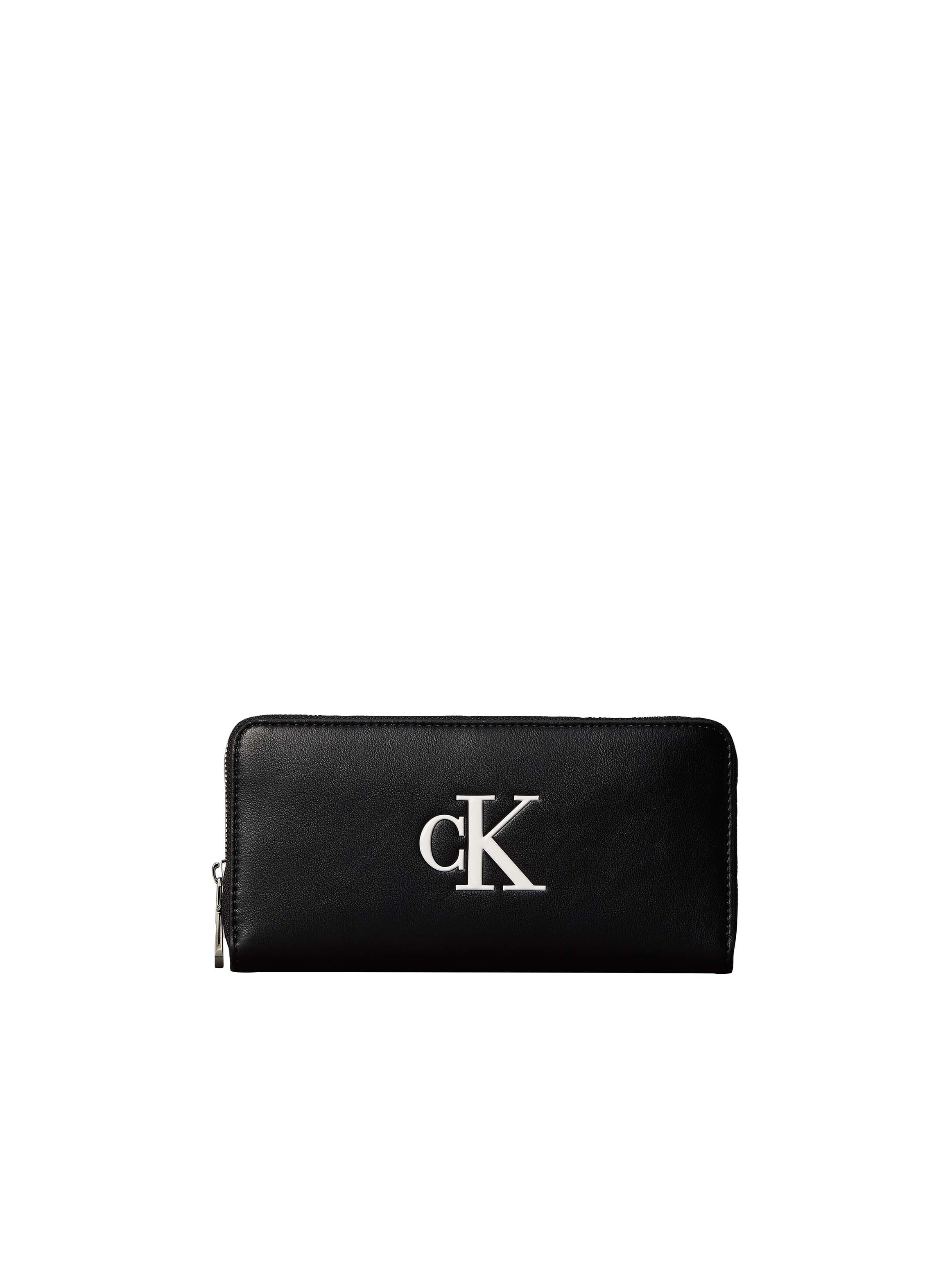 Calvin Klein Geldbörse "BOLD CK LONG ZIP AROUND" Portemonnaie, Money Pocket mit weißem CK-Logo