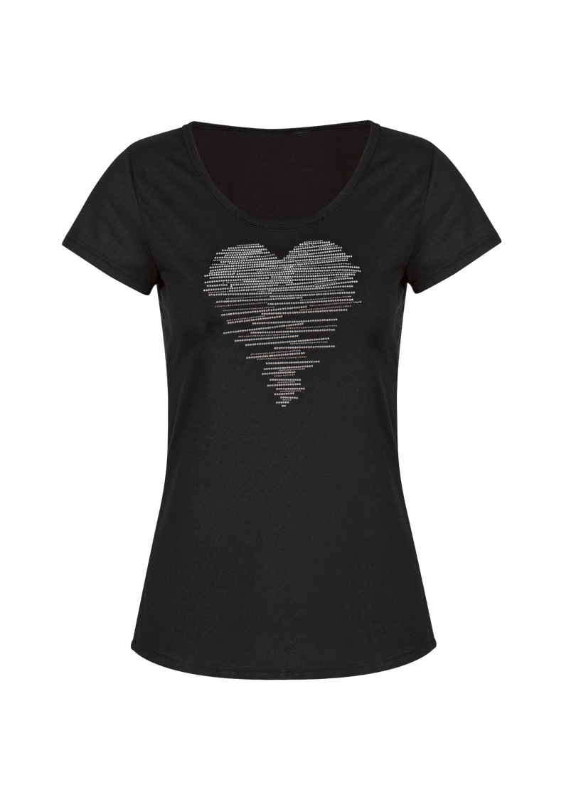 Trigema T-Shirt »TRIGEMA T-Shirt mit glitzerndem Herz-Motiv«, (1 tlg.)